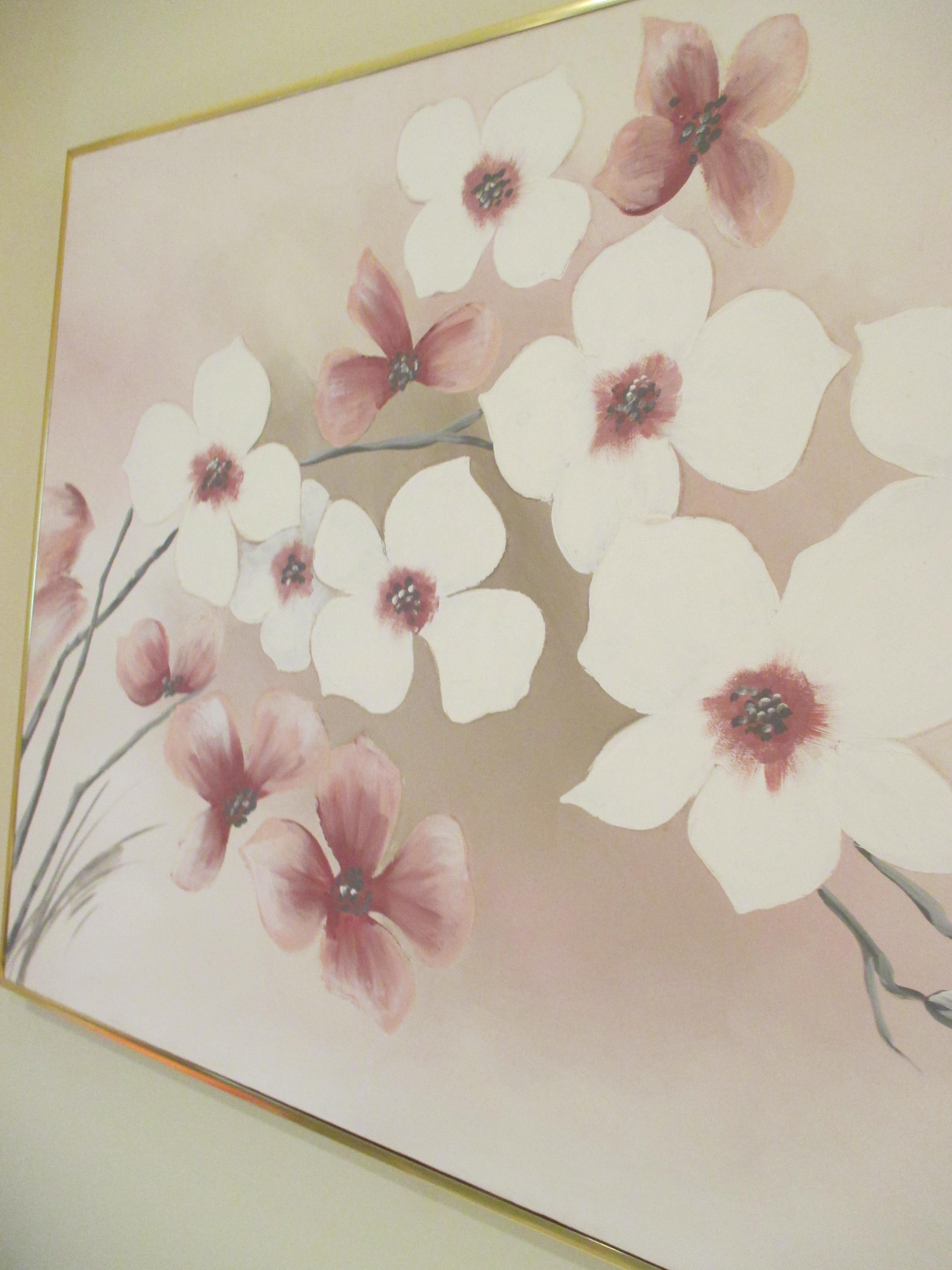 Vintage Cherry Blossom Painting For Sale 4