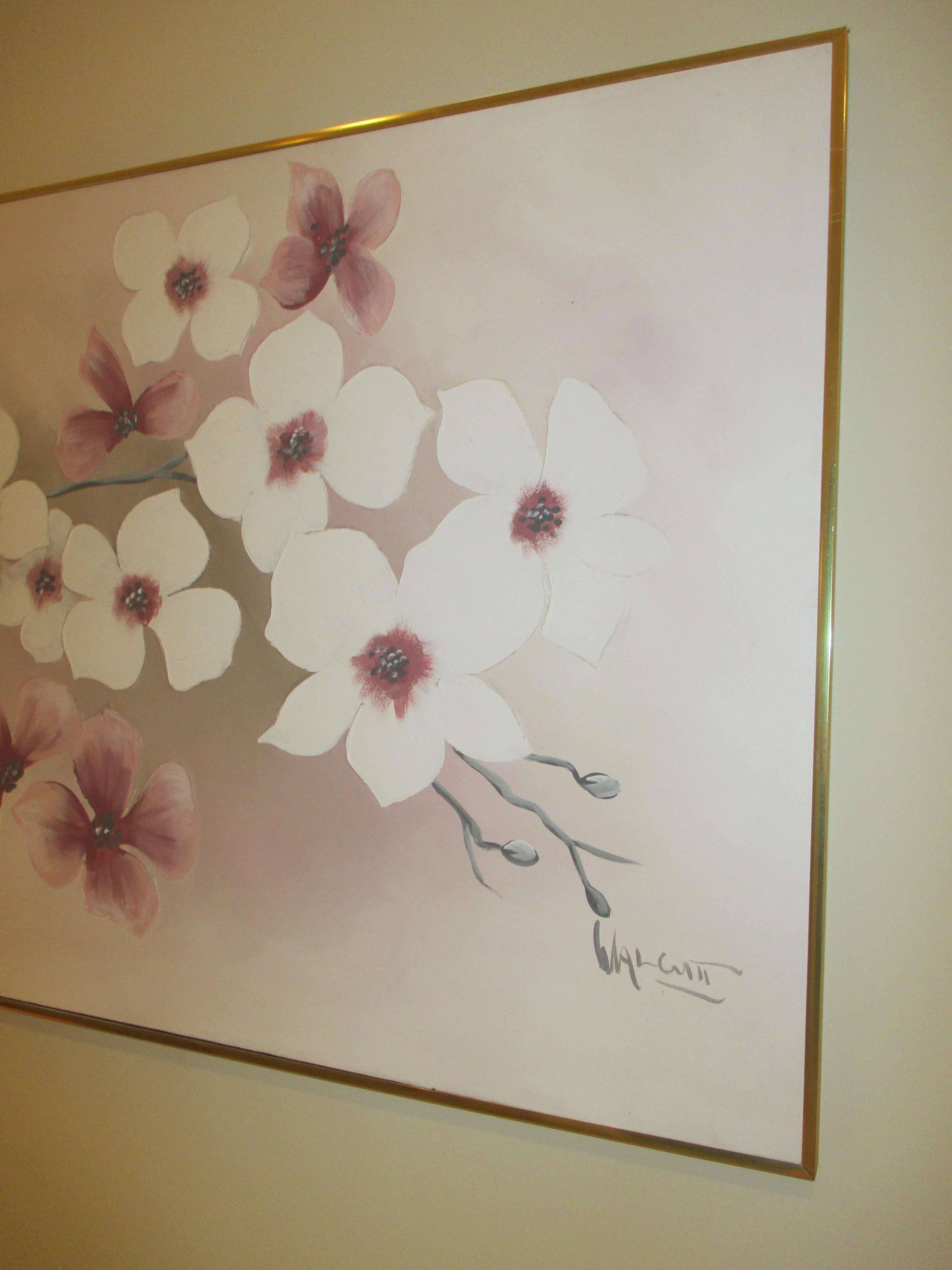 Painted Vintage Cherry Blossom Painting For Sale