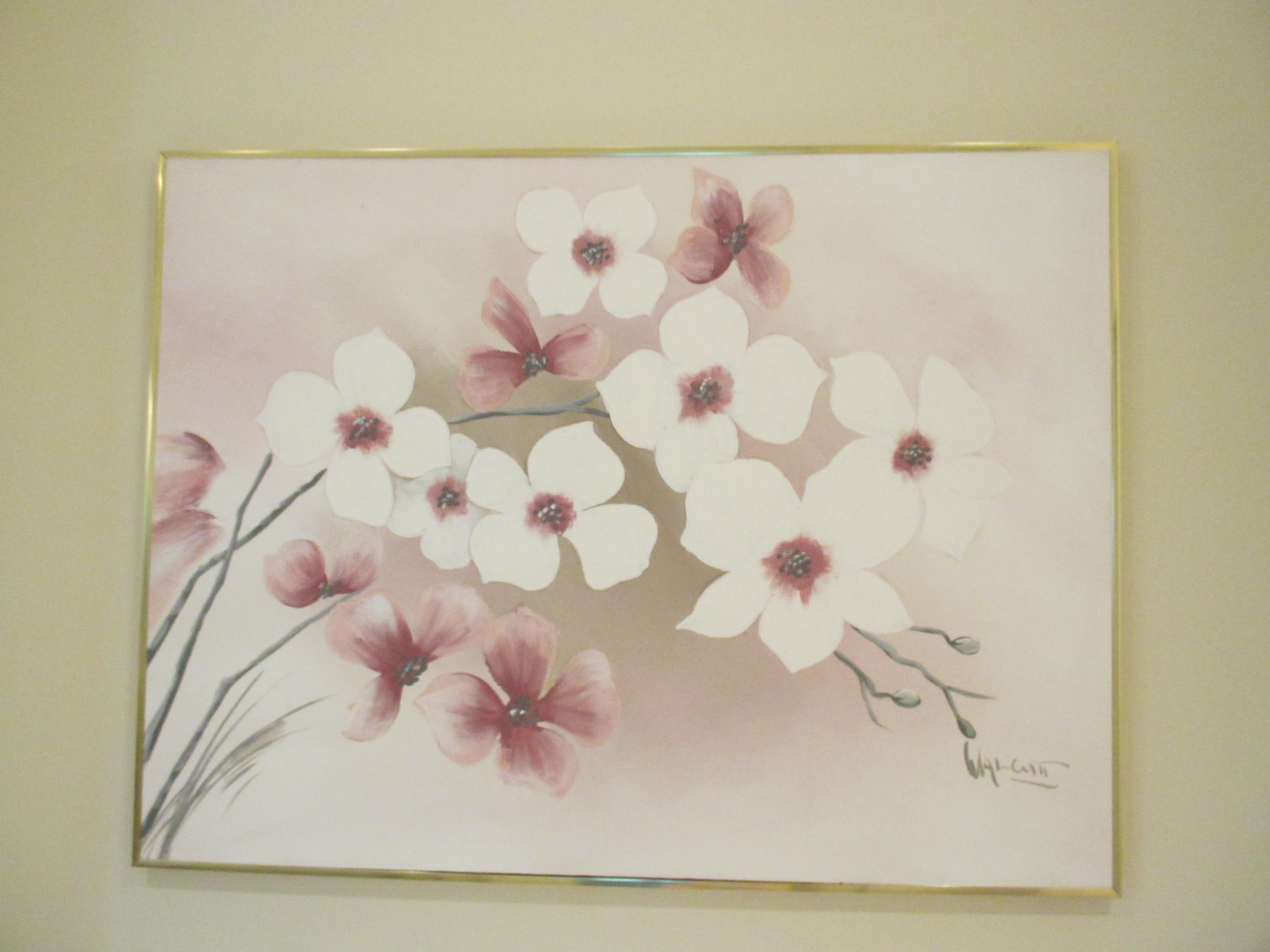 20th Century Vintage Cherry Blossom Painting For Sale