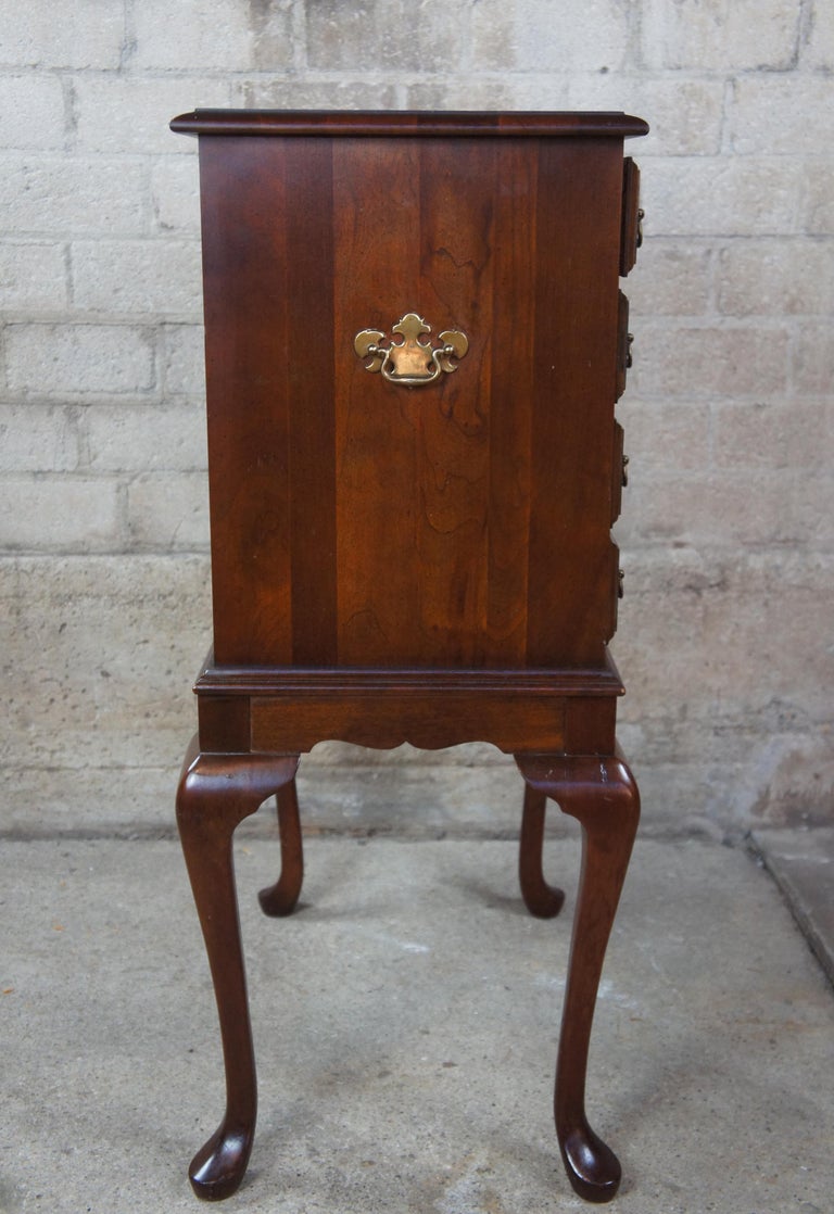 Vintage Cherry Queen Anne 4Drawer Server Silverware Chest at