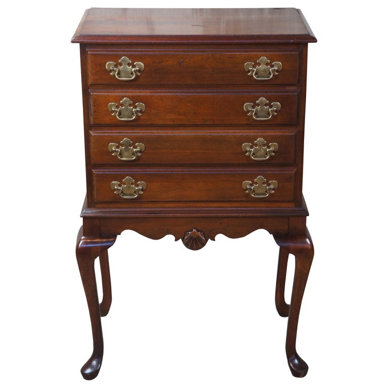 Vintage Cherry Queen Anne 4Drawer Server Silverware Chest at