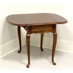 LANE Cherry Queen Anne Drop-Leaf End Side Table