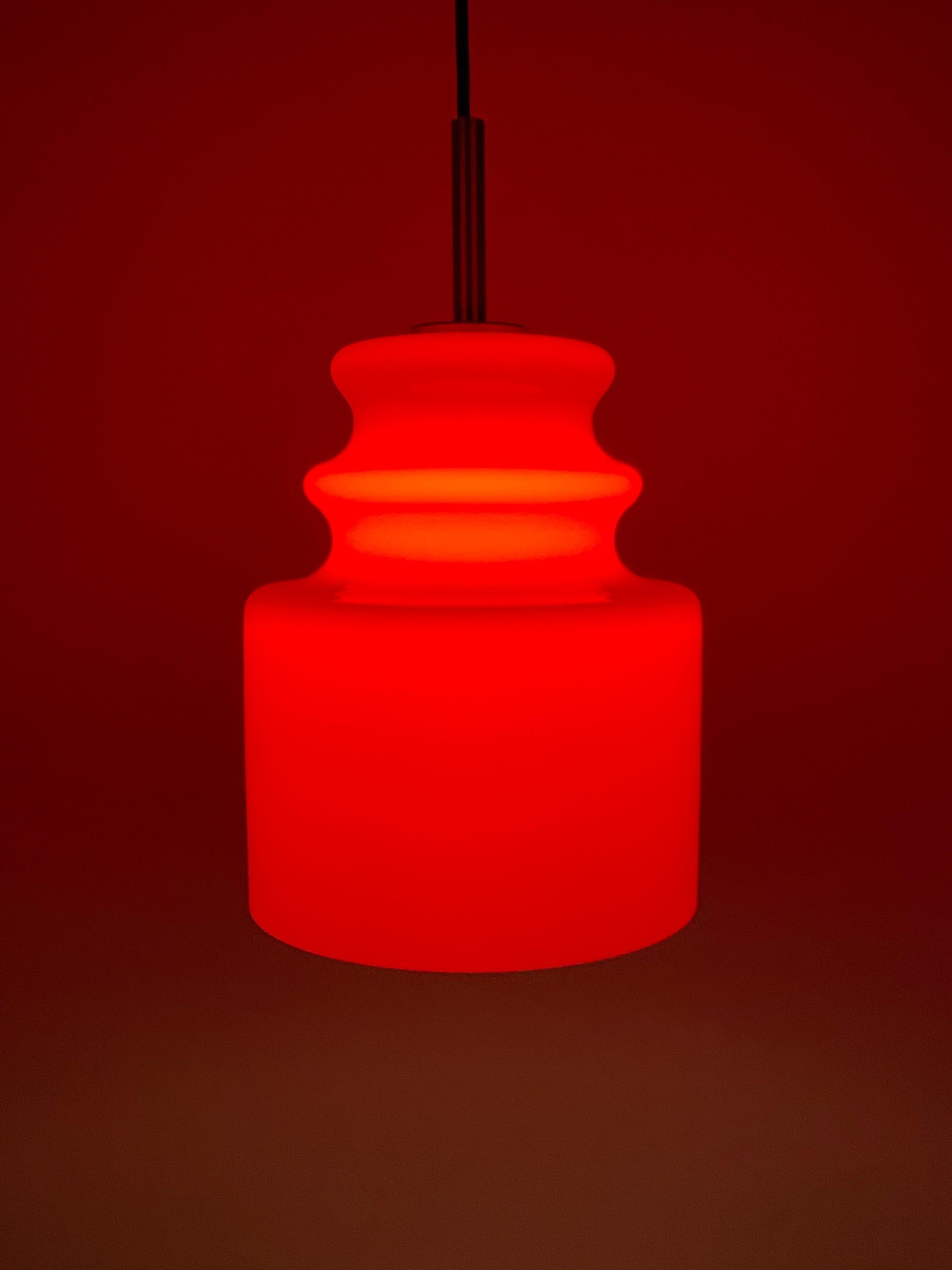 Mid-Century Modern Vintage Cherry Red Glass Pendant Light by Peill and Putzler 1960