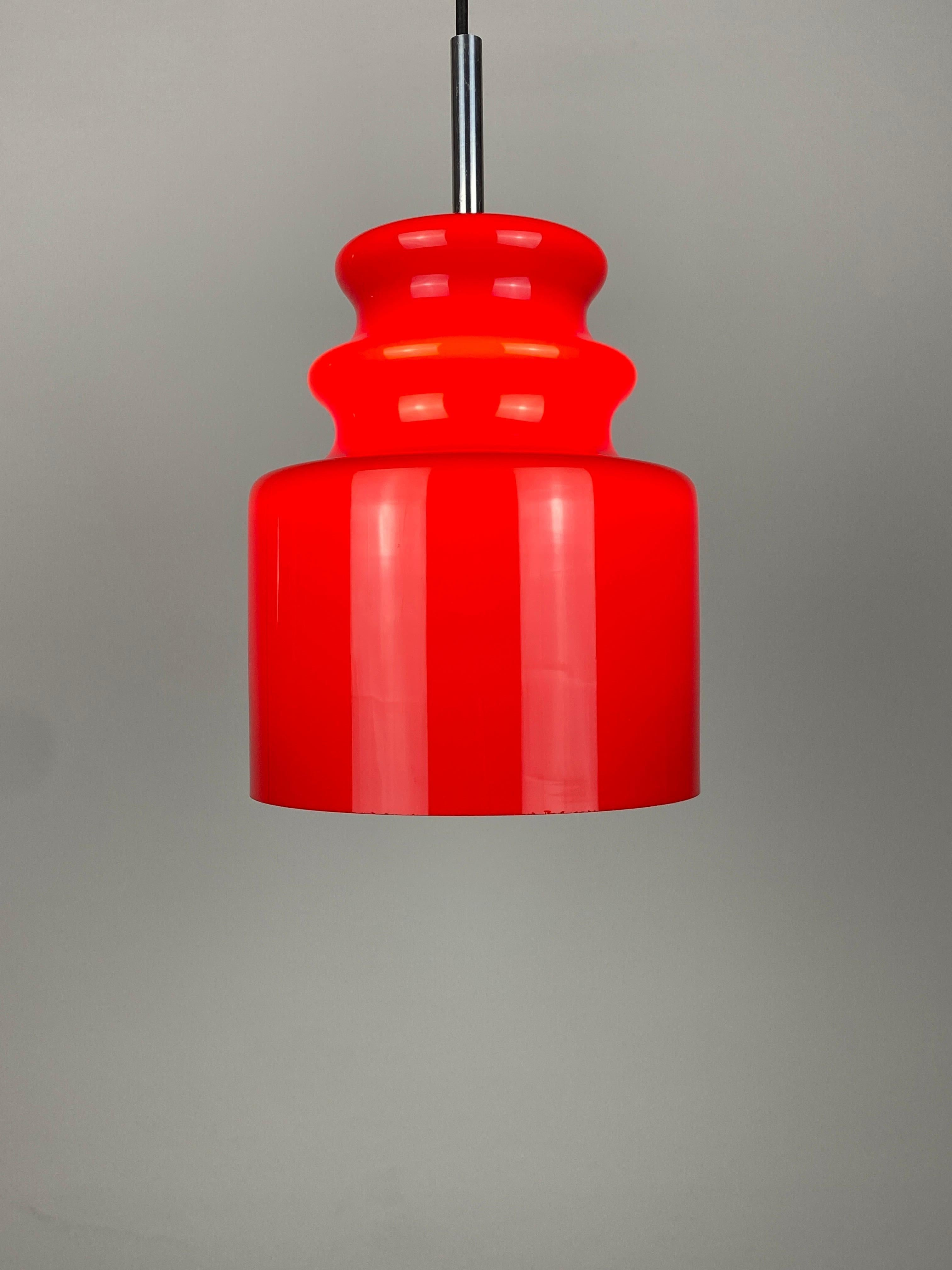 20th Century Vintage Cherry Red Glass Pendant Light by Peill and Putzler 1960