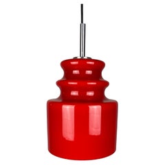 Vintage Cherry Red Glass Pendant Light by Peill and Putzler 1960