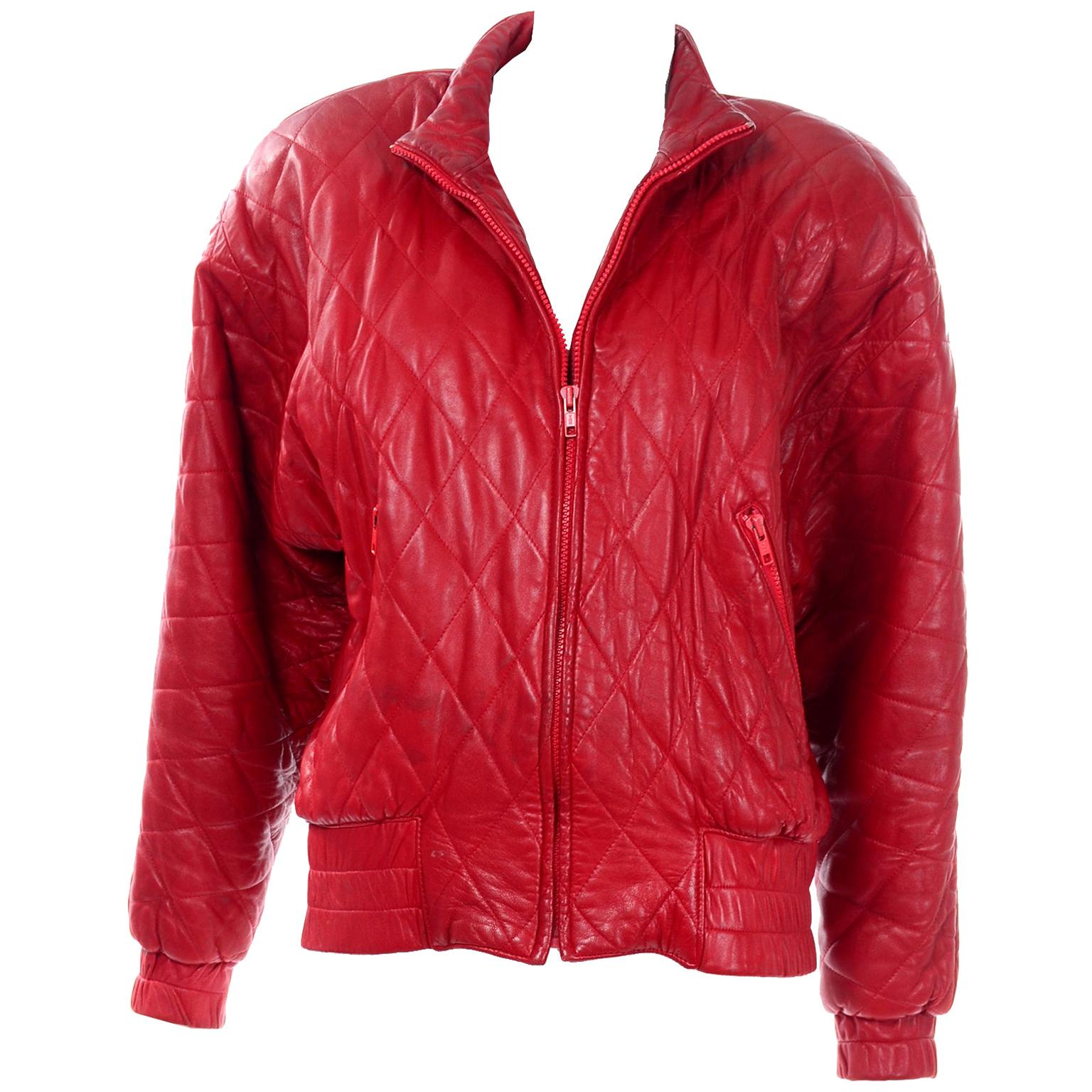 cherry red leather jacket