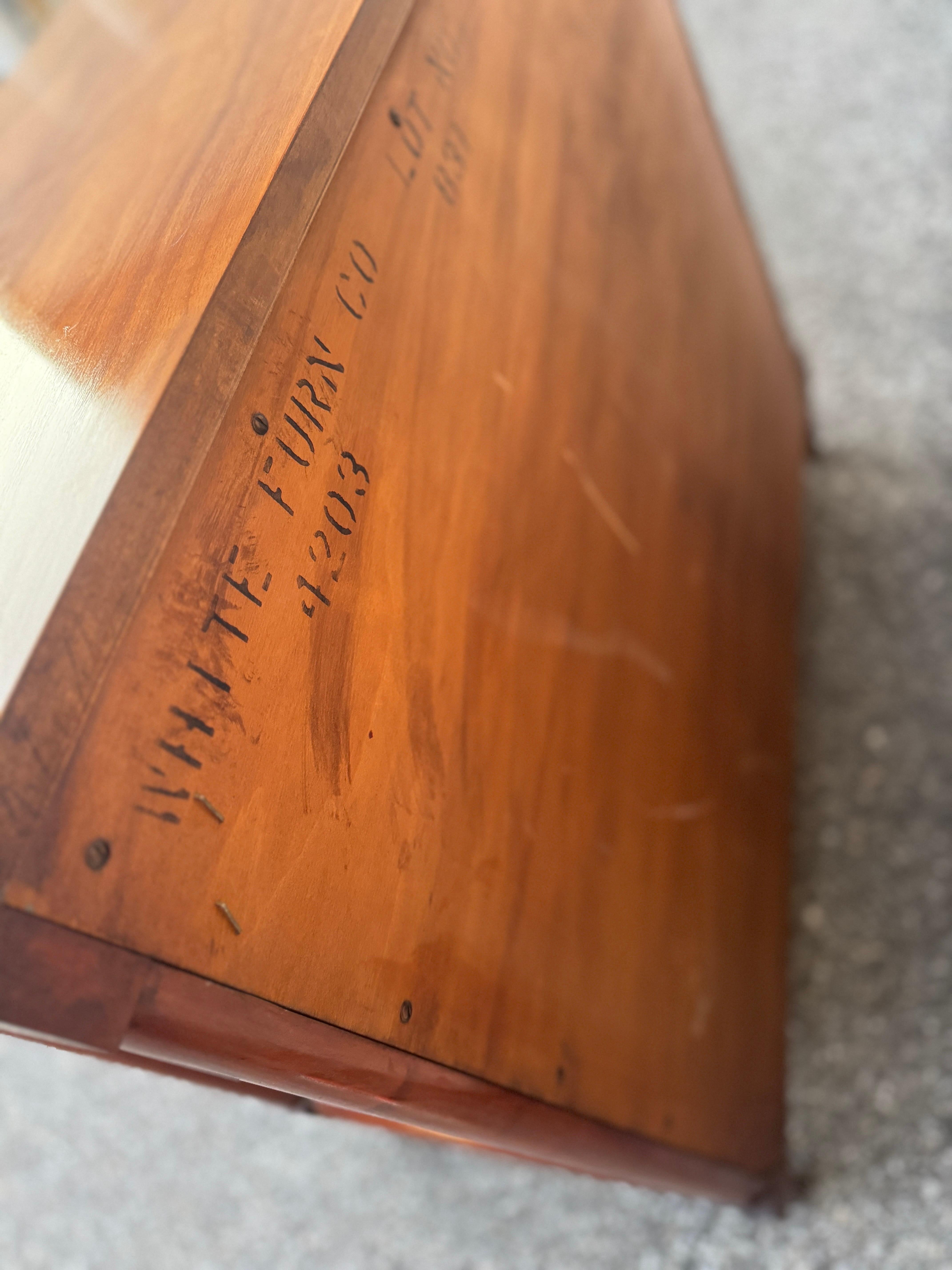 Mid-Century Modern Vintage Cherry Wood 4-Drawer Dresser With Brass Hardware For Sale