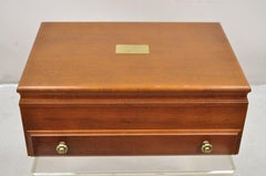 Vintage Cerezo Madera Latón Herrajes Estilo Tradicional Cubertería Platería Baúl