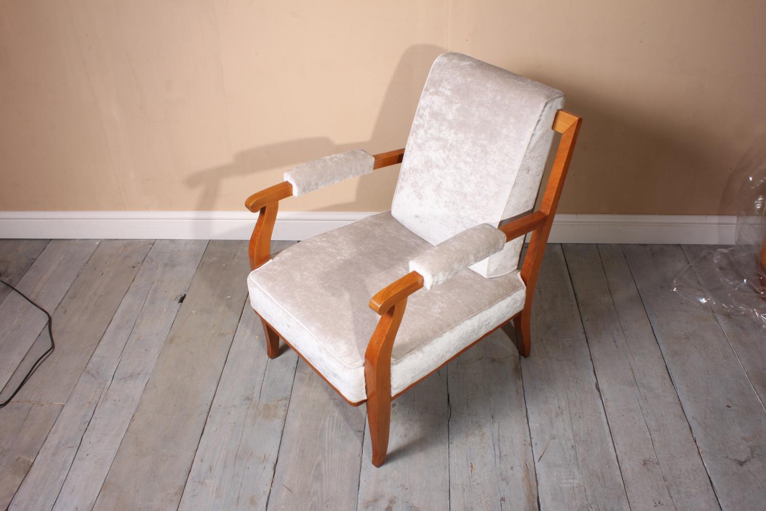 Vintage Cherrywood Chair by Jules Leleu, circa 1950 In Excellent Condition In Paddock Wood, Kent