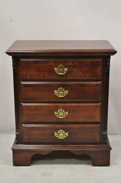 Vintage Cherry Wood Chippendale Style 4 Drawer Nightstand Bedside Table