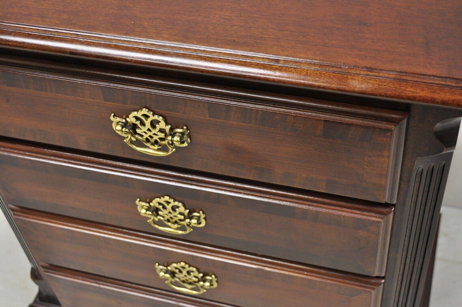 Vintage Cherry Wood Chippendale Style 4 Drawer Nightstand Bedside Table 1
