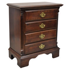 Vintage Cherry Wood Chippendale Style 4 Drawer Nightstand Bedside Table