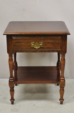 Vintage Cherry Wood Colonial Style One Drawer Nightstand Bedside End Table