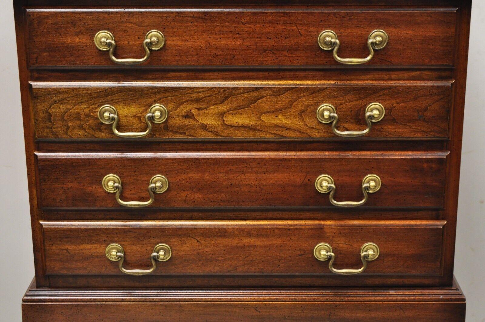 Mid-20th Century Vintage Cherry Wood Queen Anne Style Silverware Chest Server Cabinet