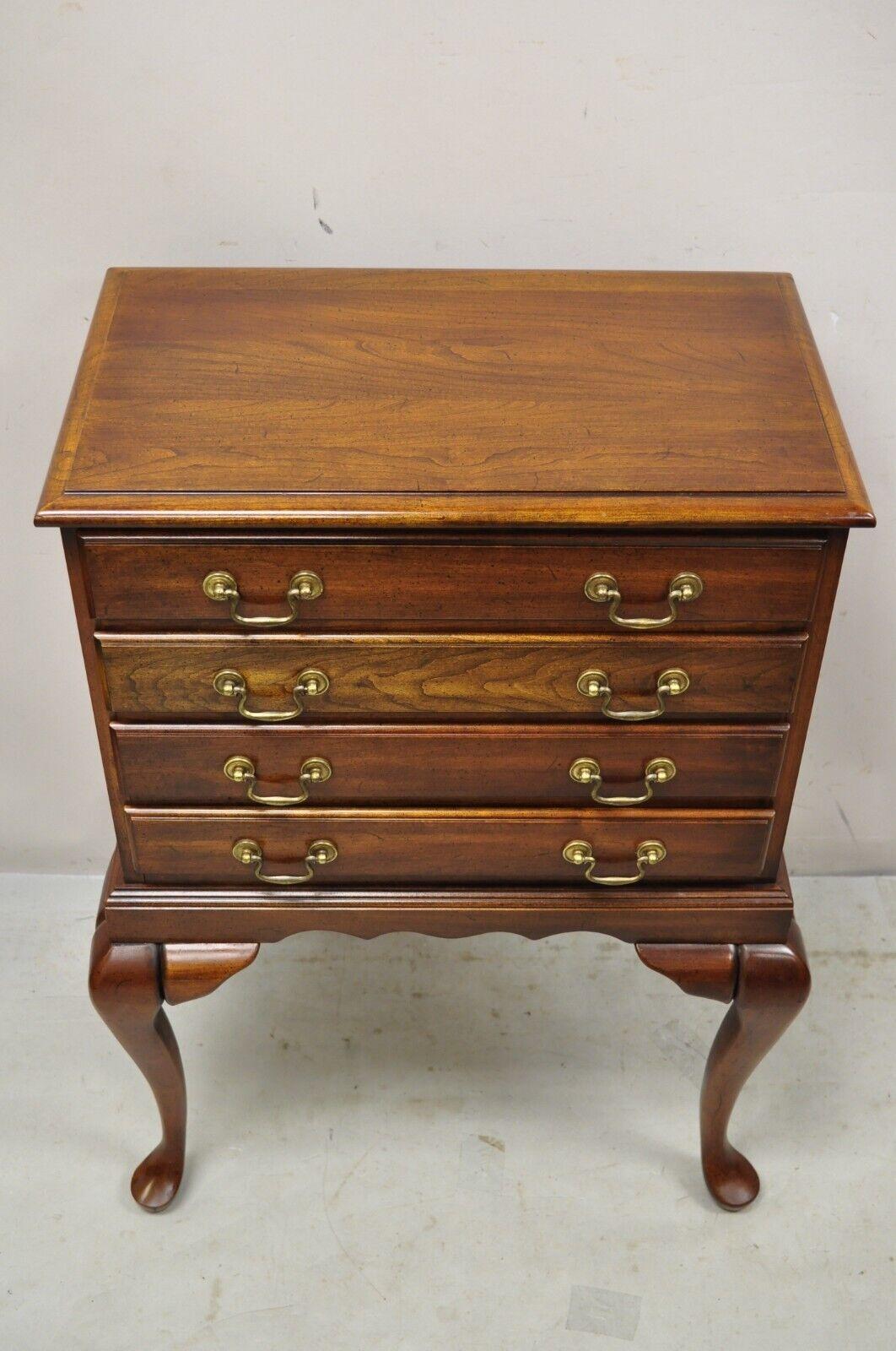 Vintage Cherry Wood Queen Anne Style Silverware Chest Server Cabinet 1