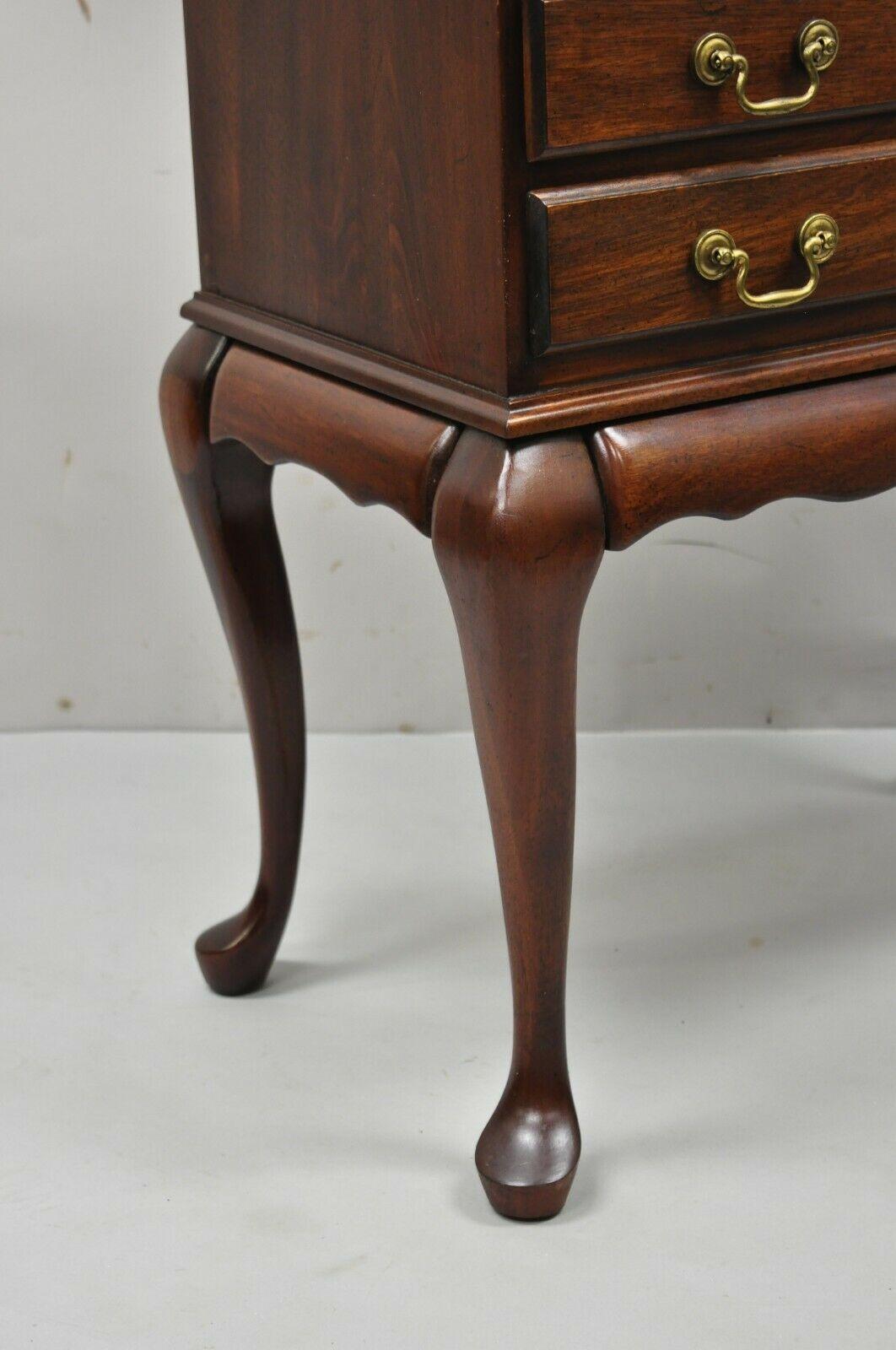 American Vintage Cherry Wood Queen Anne Style Silverware Chest Server Cabinet