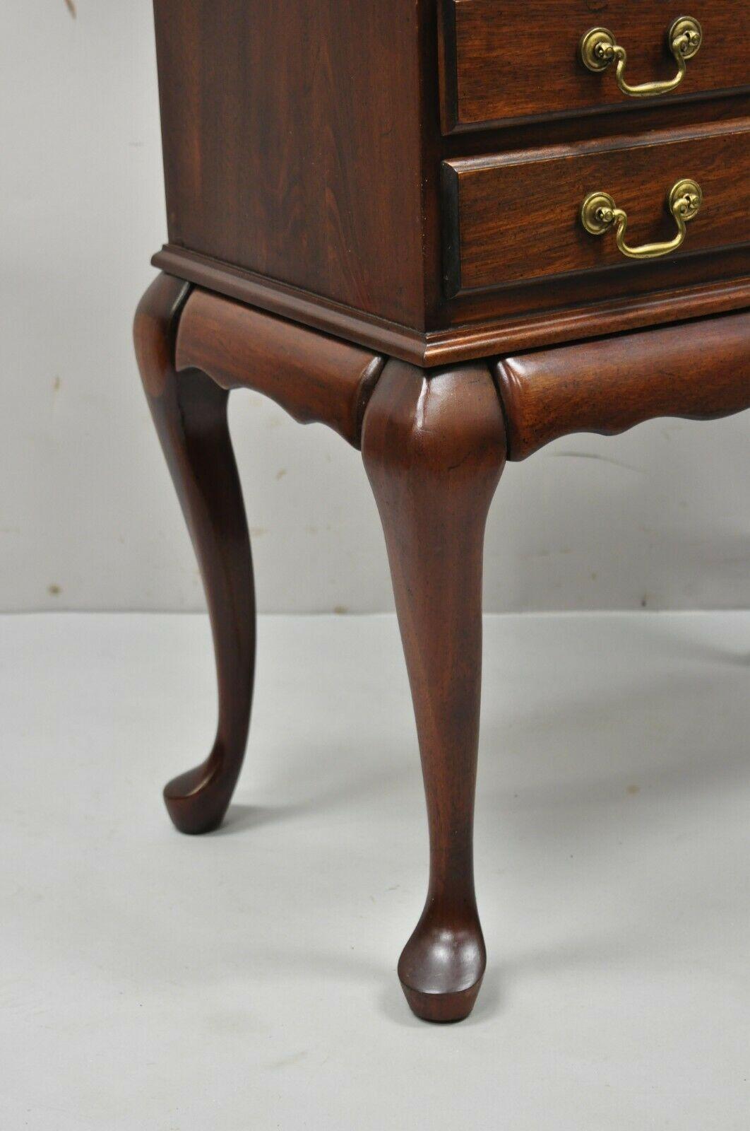 Vintage Cherry Wood Queen Anne Style Silverware Chest Server Cabinet In Good Condition In Philadelphia, PA