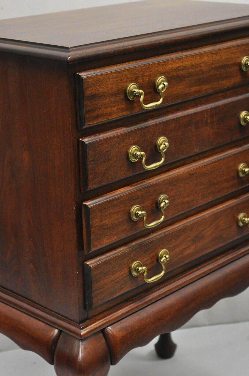 20th Century Vintage Cherry Wood Queen Anne Style Silverware Chest Server Cabinet