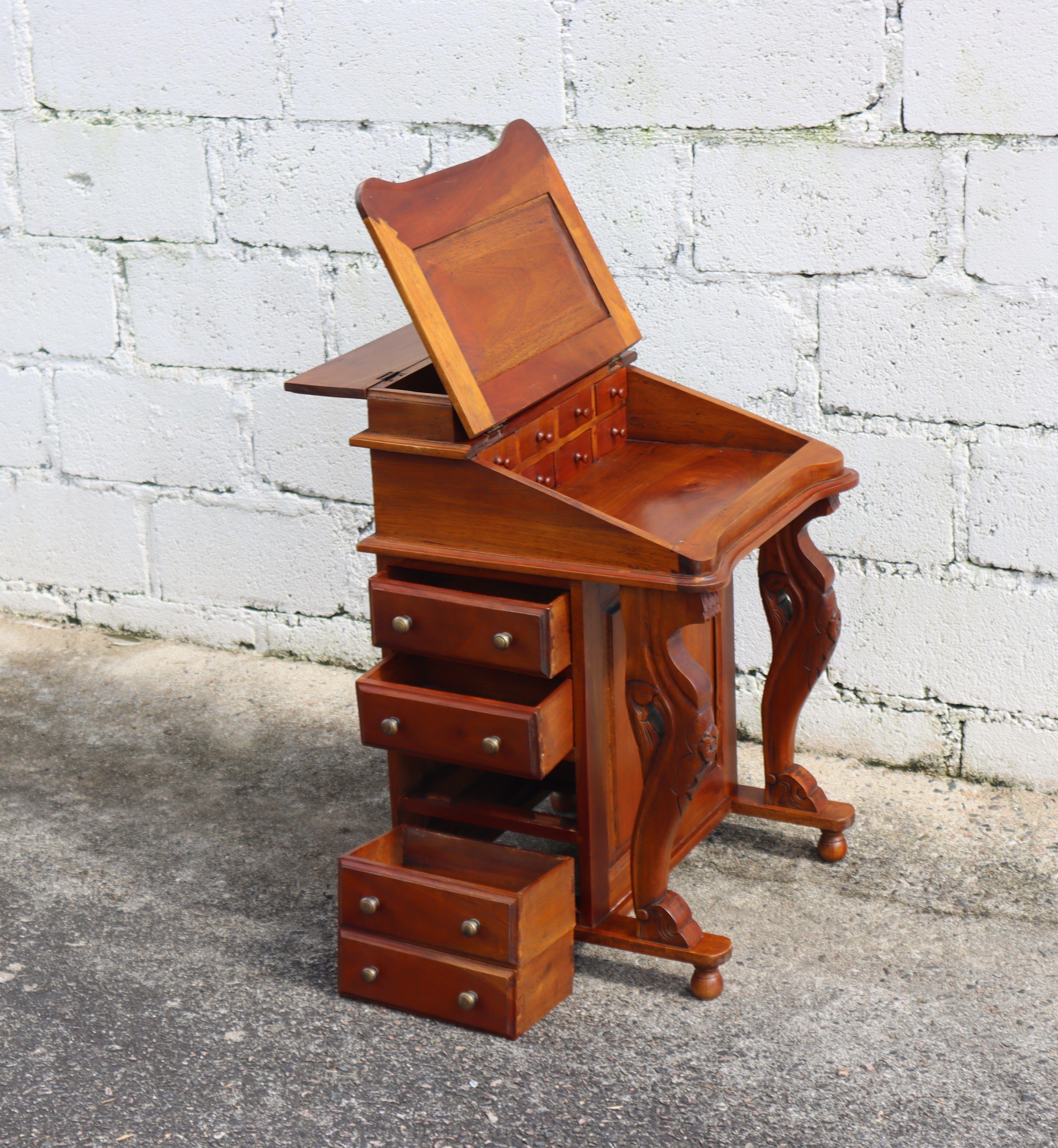 Vintage Cherry Wood Secretary Desks-16 Drawers-Office Cabinet-Empire Style-70s 4