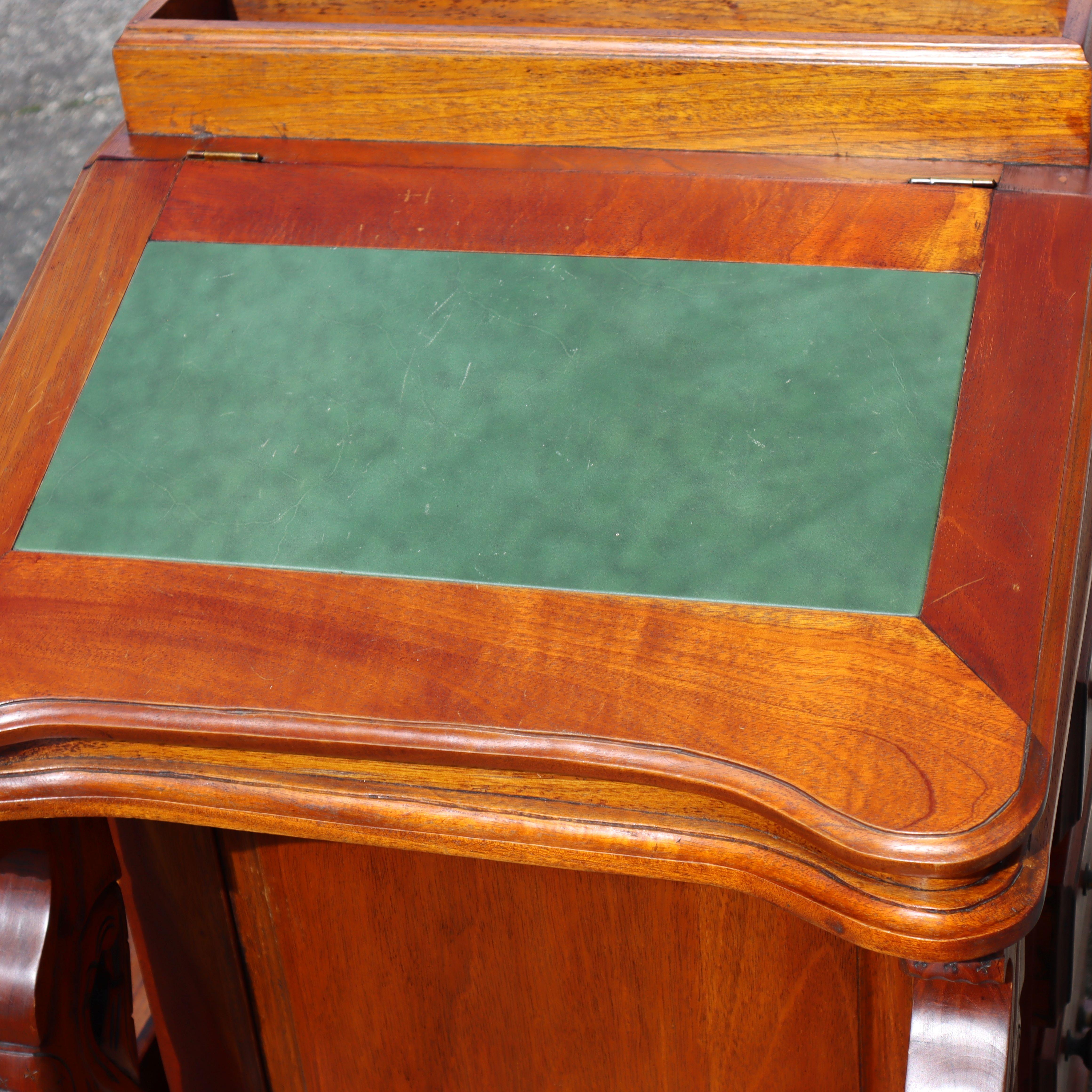 Vintage Cherry Wood Secretary Desks-16 Drawers-Office Cabinet-Empire Style-70s 9