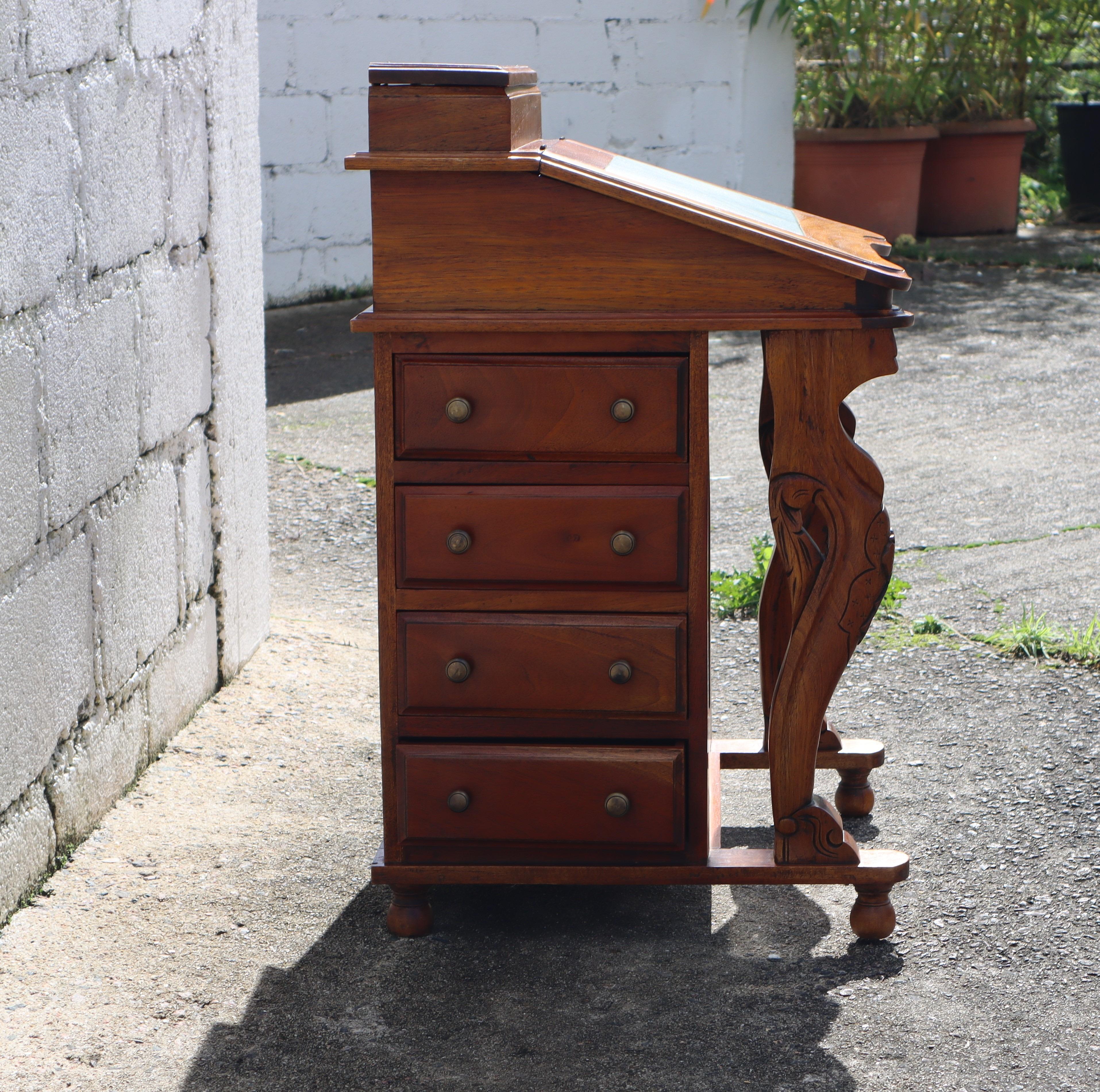 Hand-Carved Vintage Cherry Wood Secretary Desks-16 Drawers-Office Cabinet-Empire Style-70s