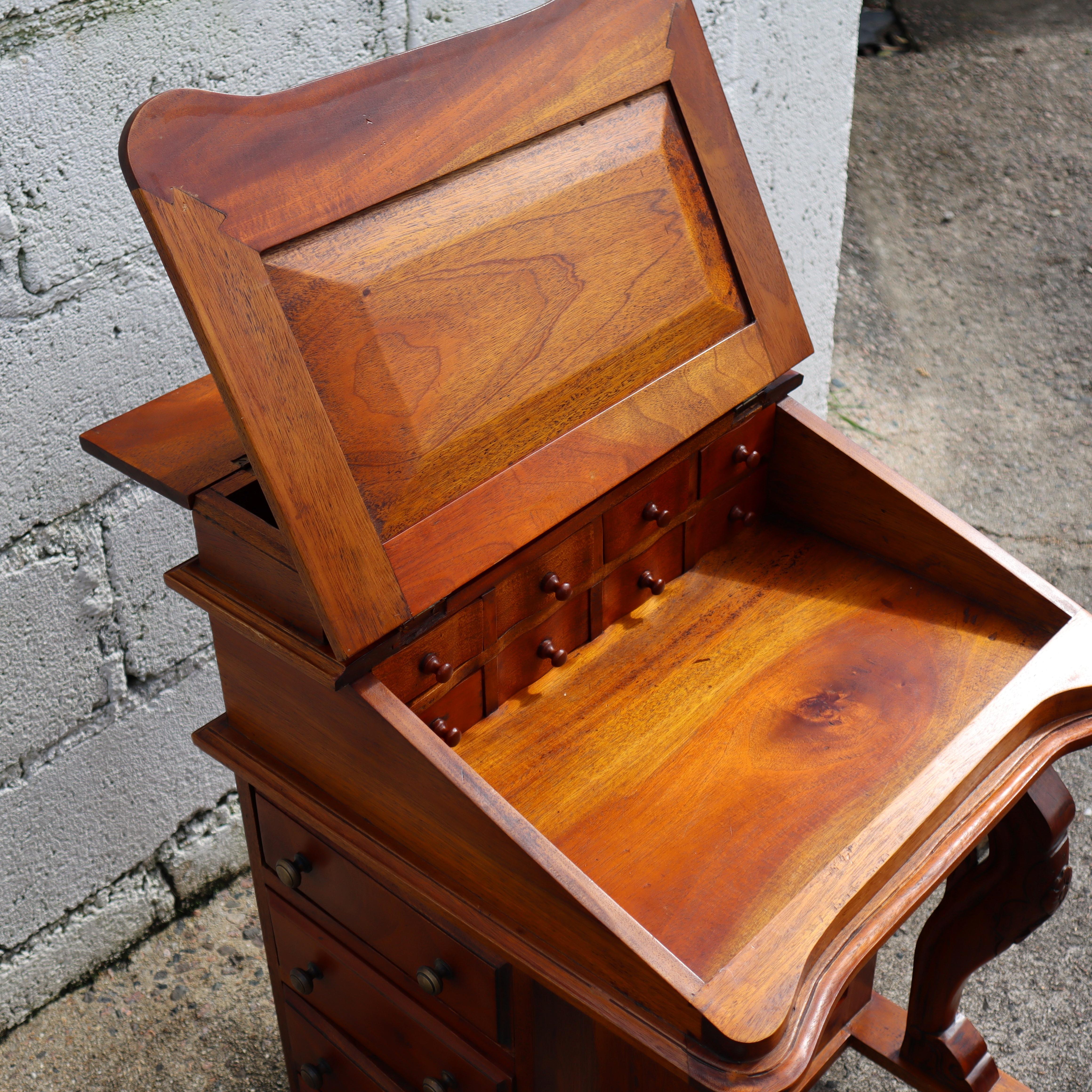 Vintage Cherry Wood Secretary Desks-16 Drawers-Office Cabinet-Empire Style-70s 1