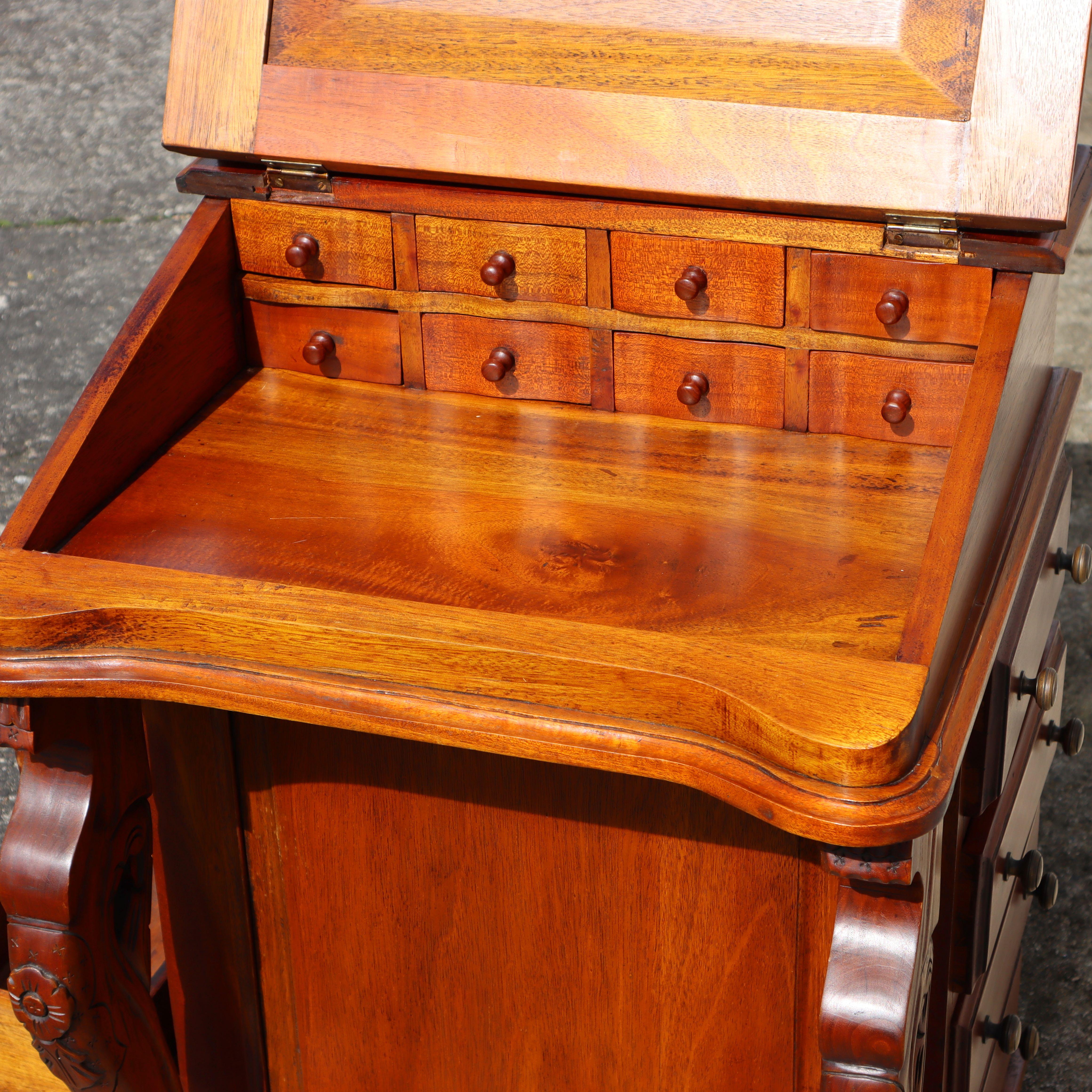 Vintage Cherry Wood Secretary Desks-16 Drawers-Office Cabinet-Empire Style-70s 2