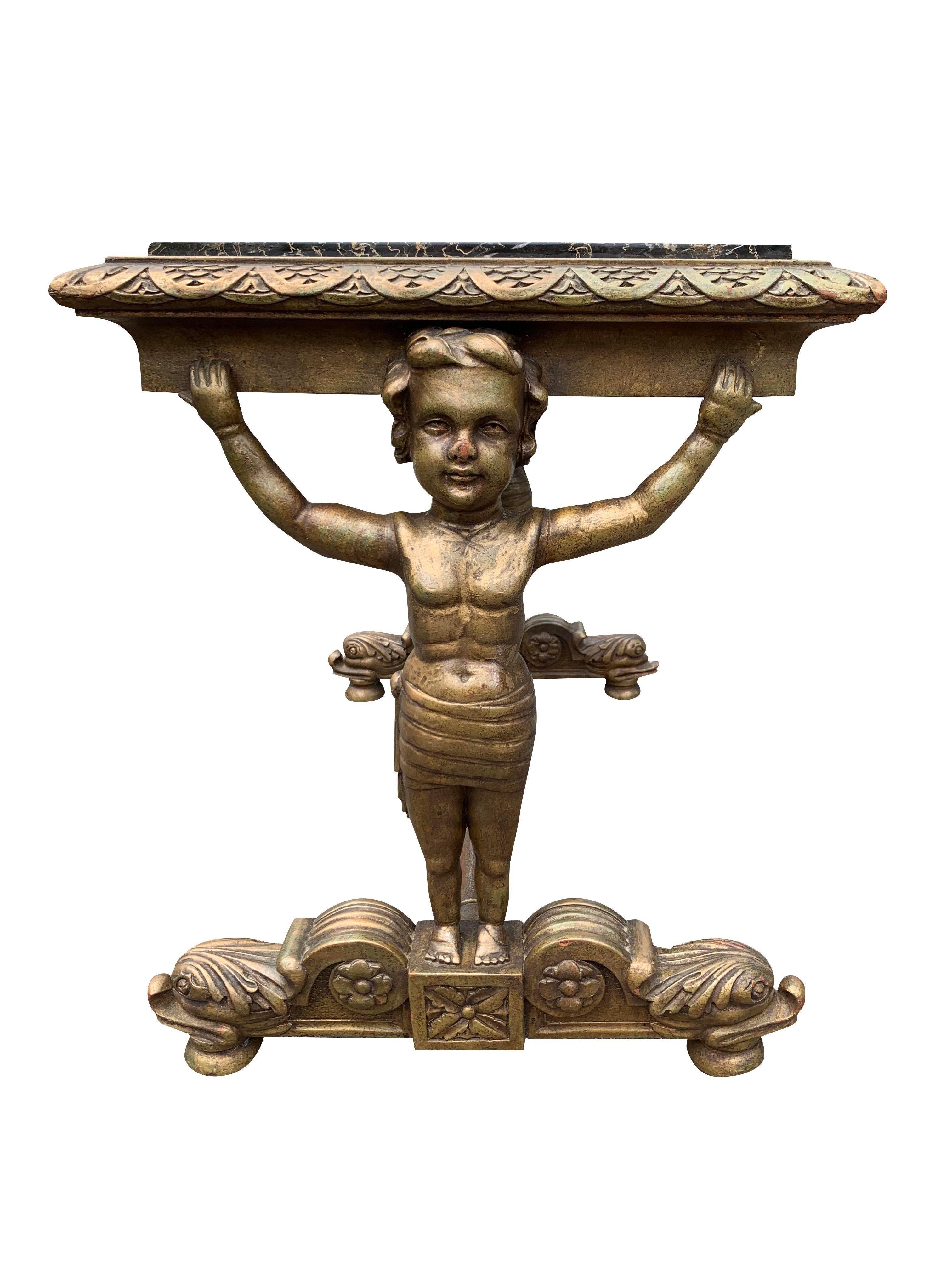 Vintage Cherub Marble Side Accent Table In Good Condition In Saddle River, NJ