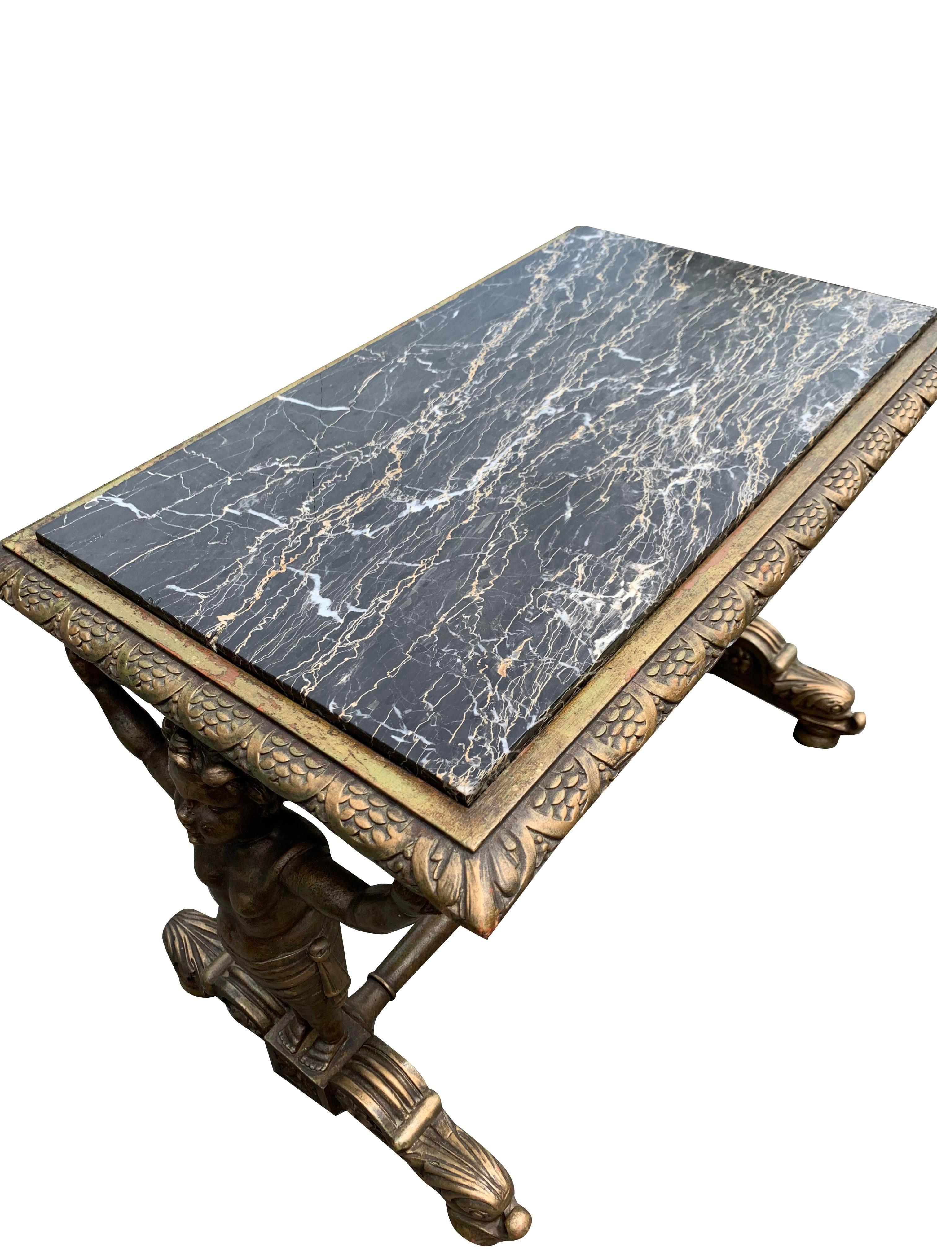 Mid-20th Century Vintage Cherub Marble Side Accent Table