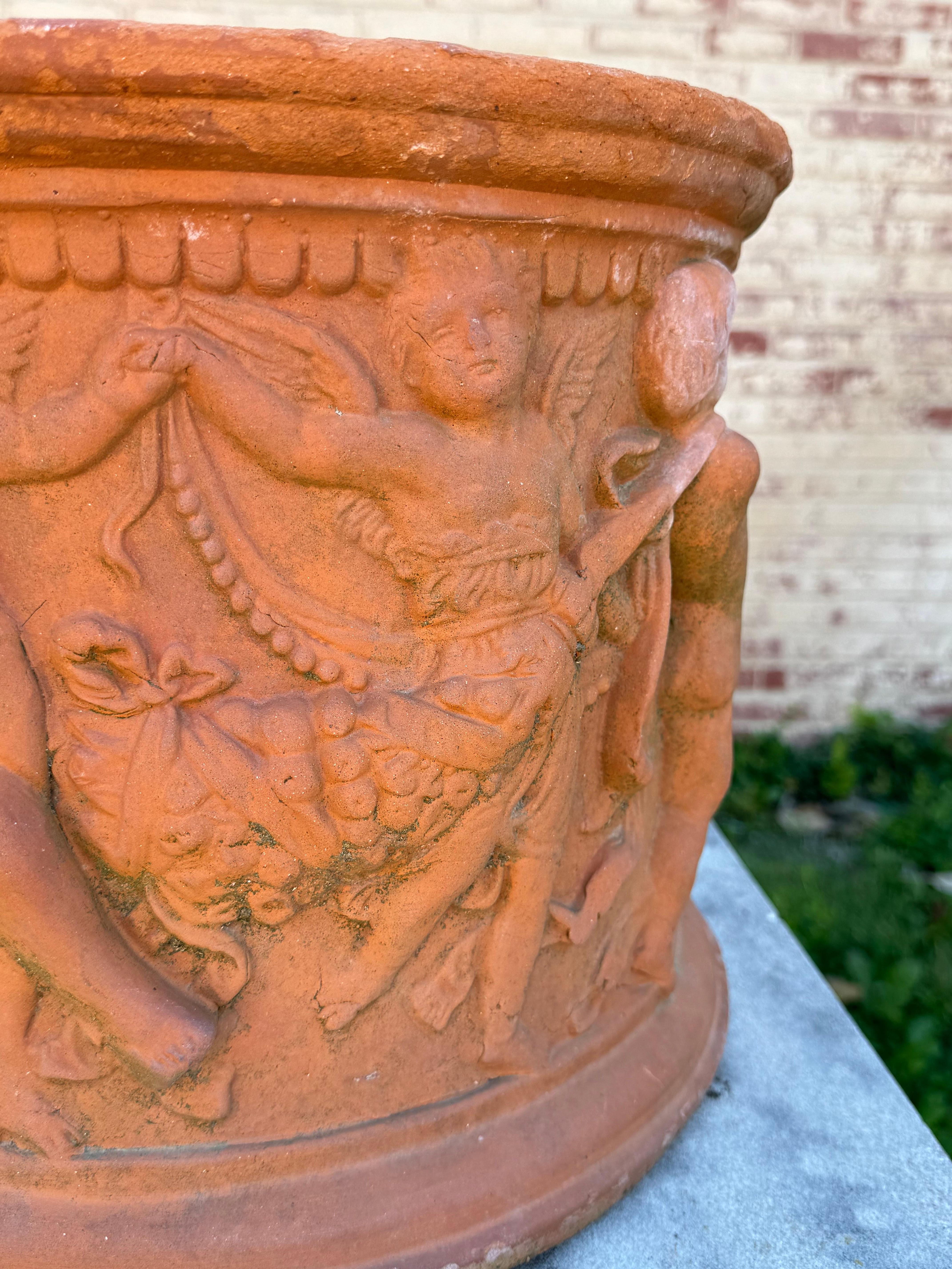 Italian Vintage Cherub or Putti Terracotta Planter or Urn by Bitossi Filippo - Italy For Sale