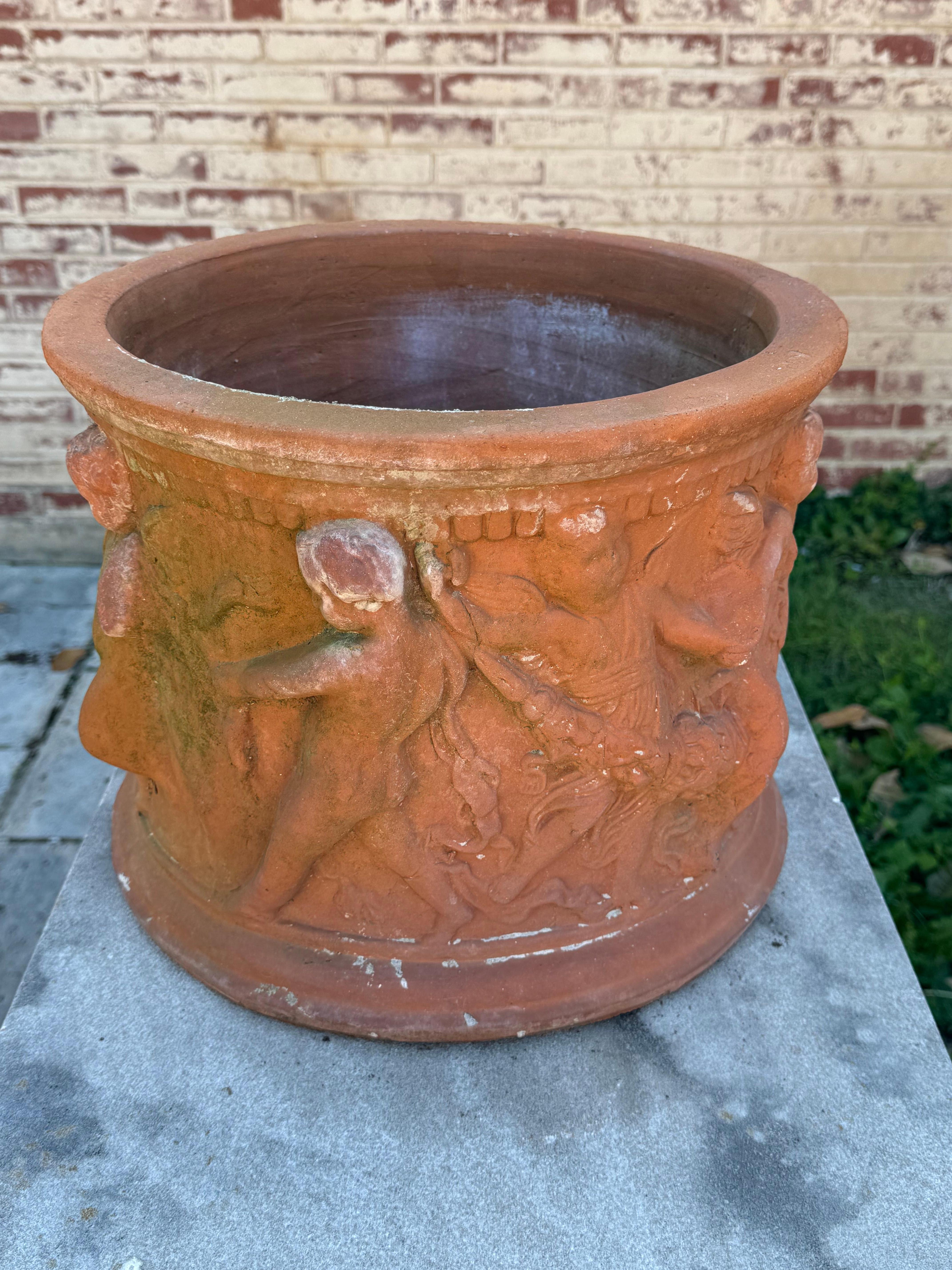 Vintage Cherub or Putti Terracotta Planter or Urn by Bitossi Filippo - Italy For Sale 2