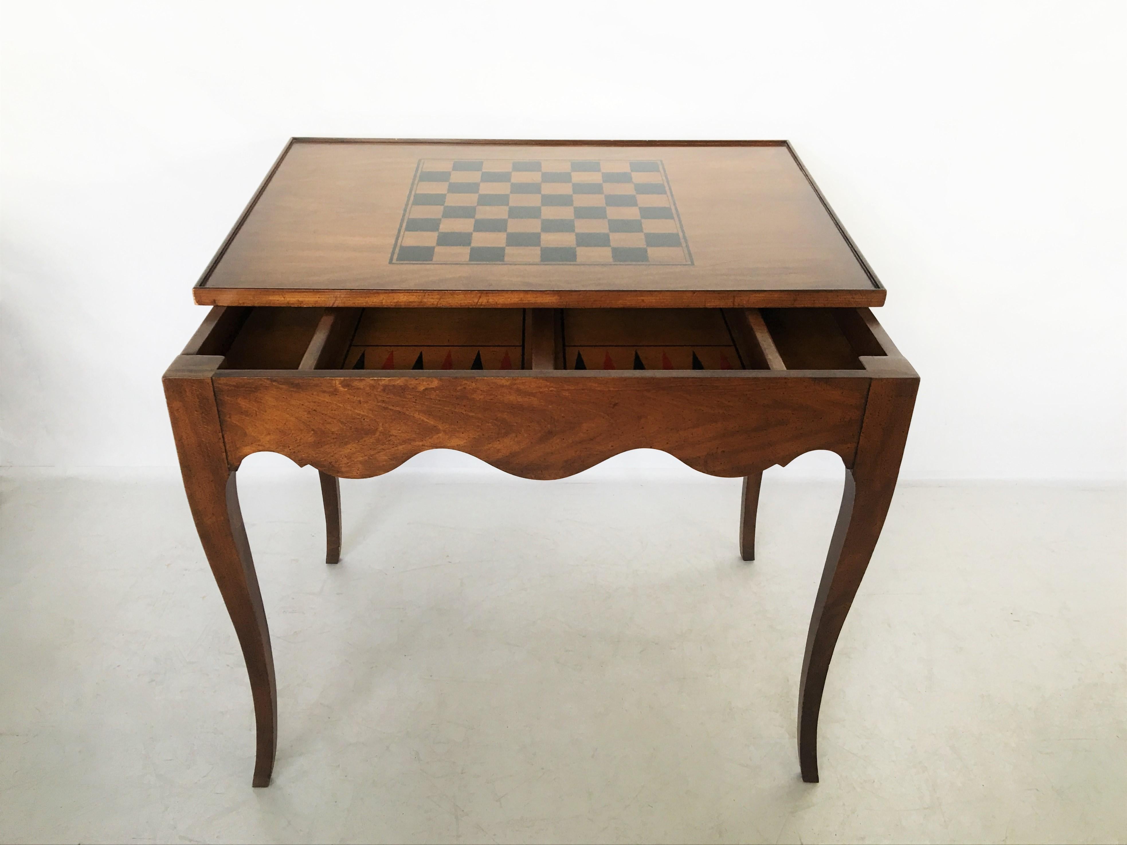 American Vintage Chess and Backgammon Games Table