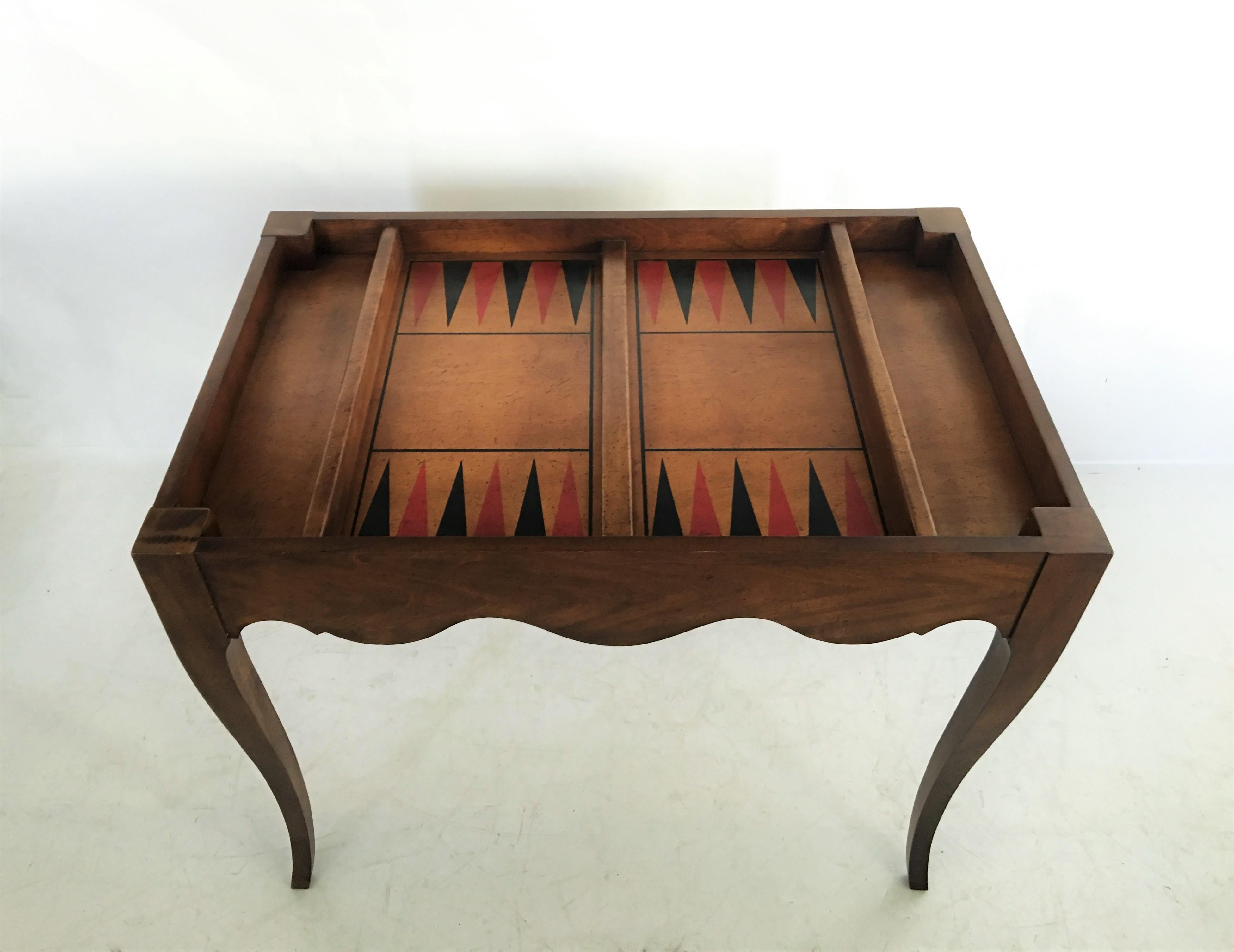Inlay Vintage Chess and Backgammon Games Table