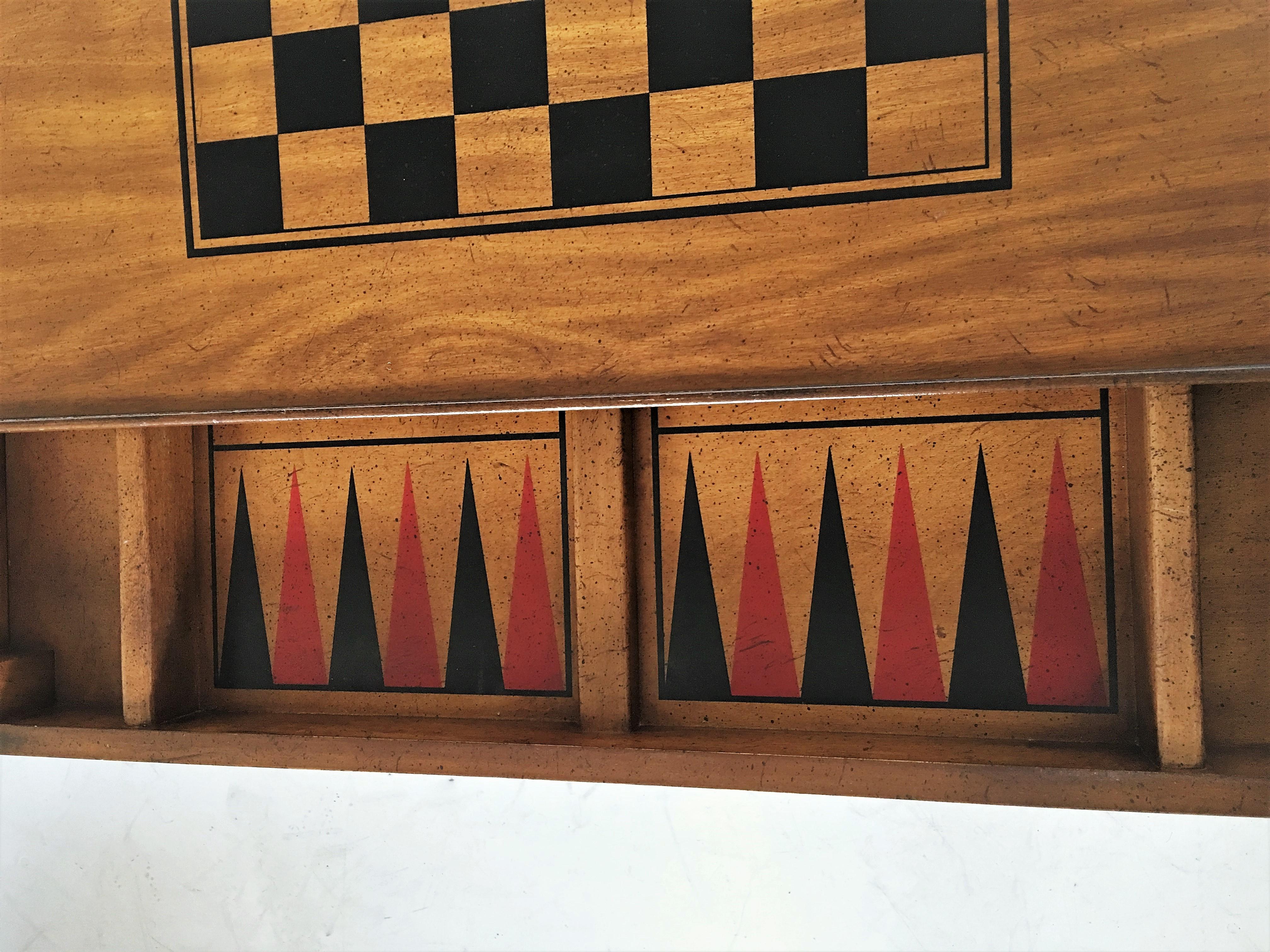 Vintage Chess and Backgammon Games Table In Good Condition In Dallas, TX