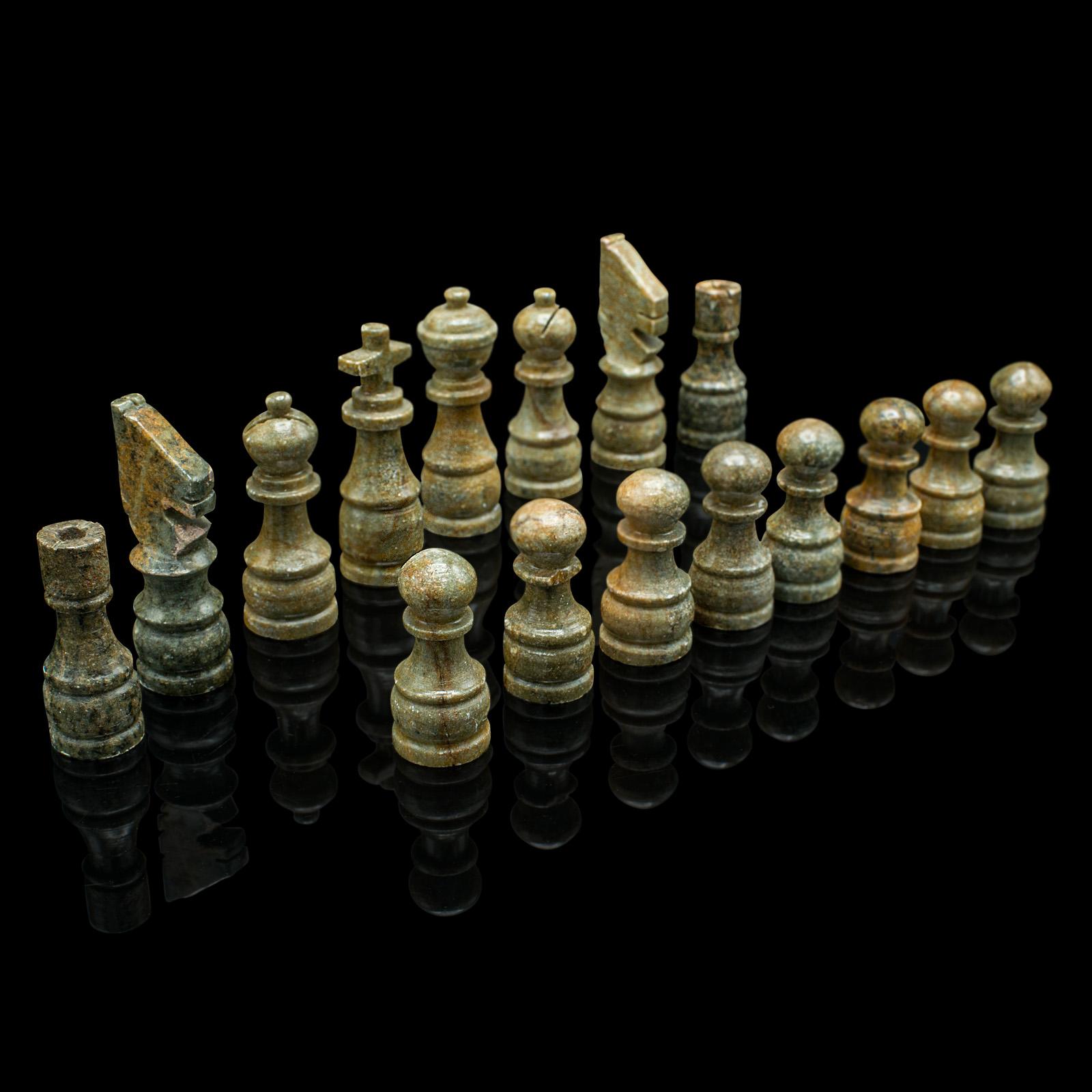 20th Century Vintage Chess & Draughts Board, English, Hardstone, Marble, Gaming Set, C.1970 For Sale