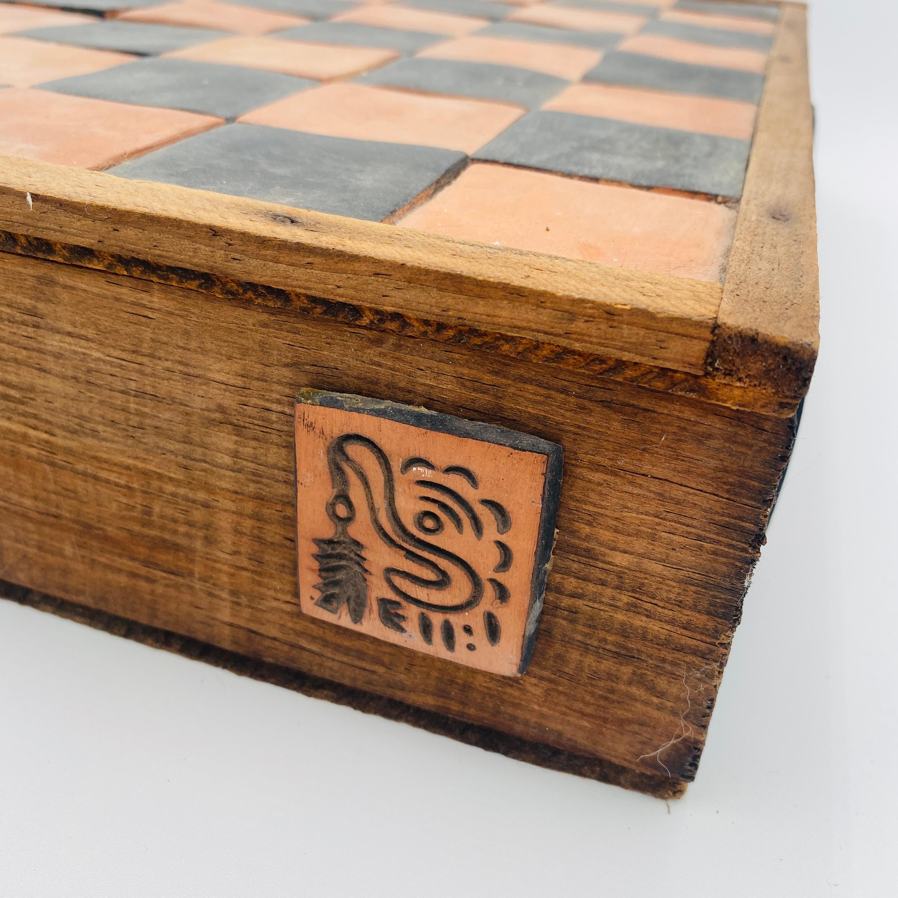 Vintage Chess Set Terracota Aztec Figurines and Board, 20th Century, Mexico 3