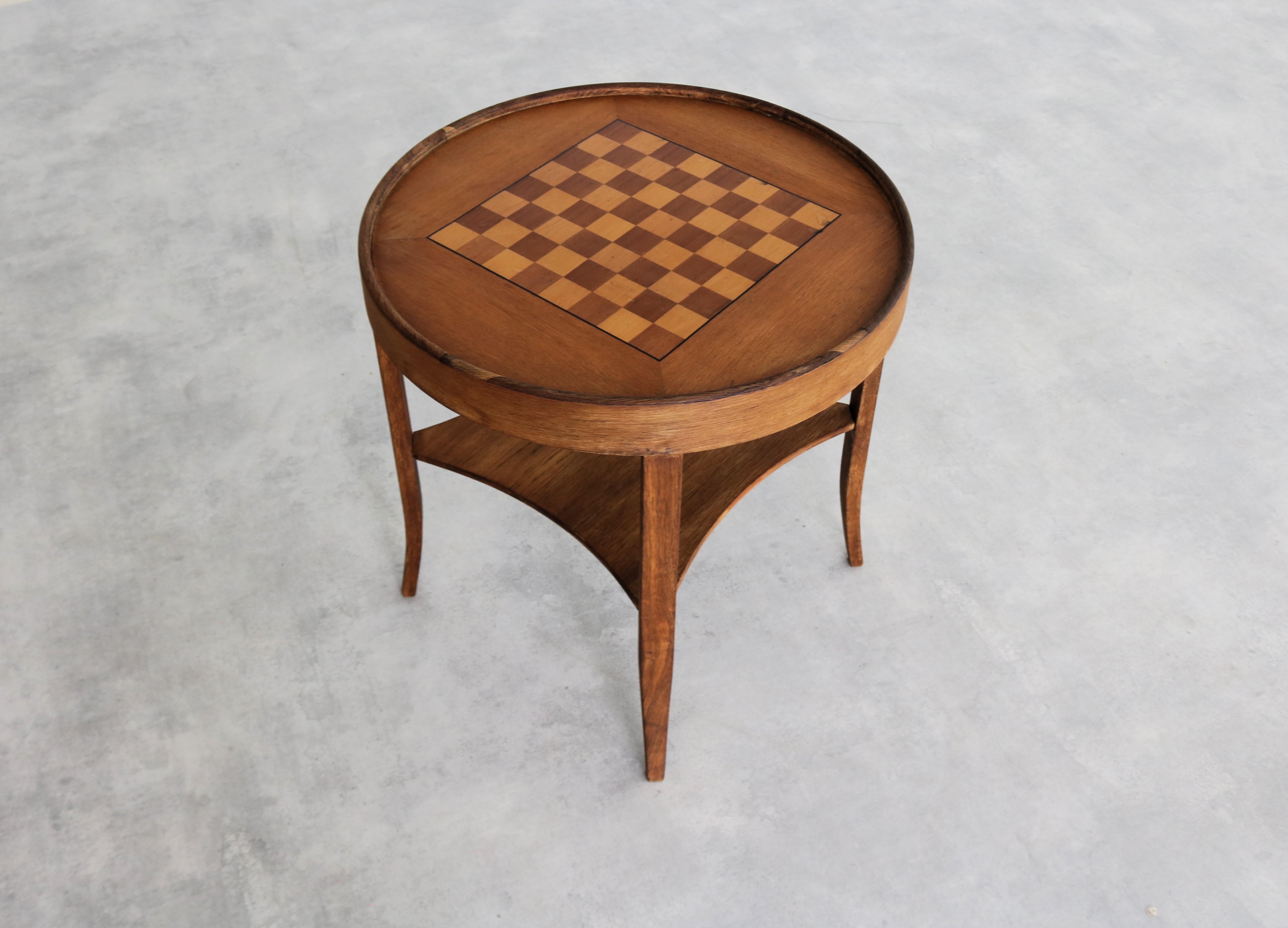 vintage chess table  side table  art deco  1940s 1
