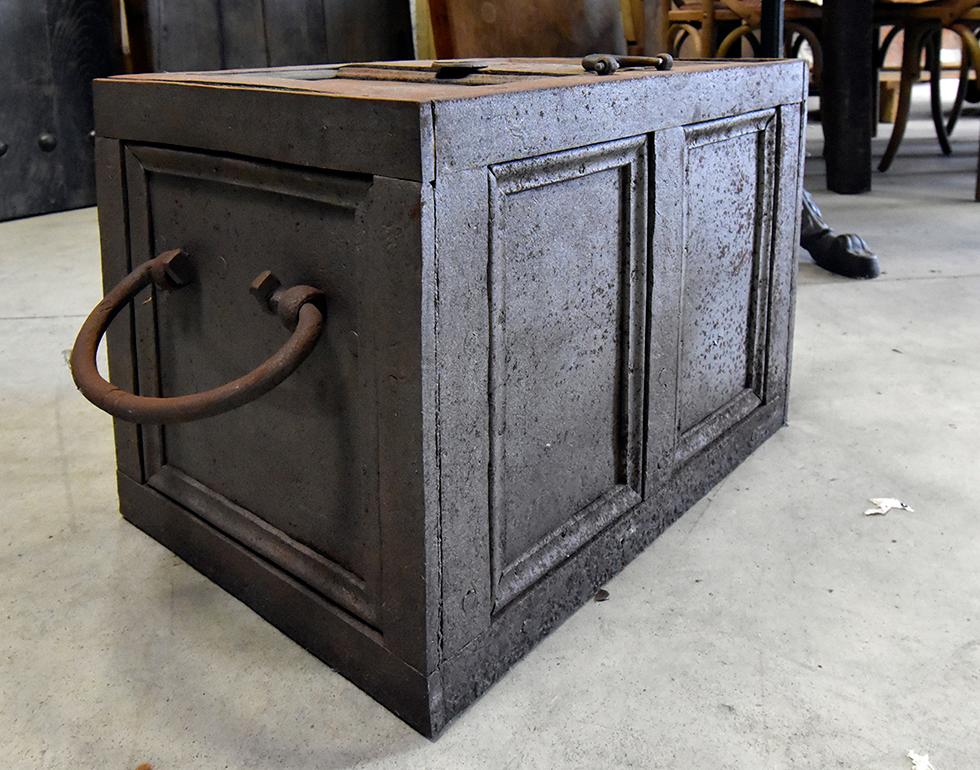 Dutch Vintage Chest, Iron Ships Trunk, 20th Century For Sale