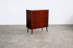 1960s Vintage Swedish Teak Chest of Drawers with Brass Accents