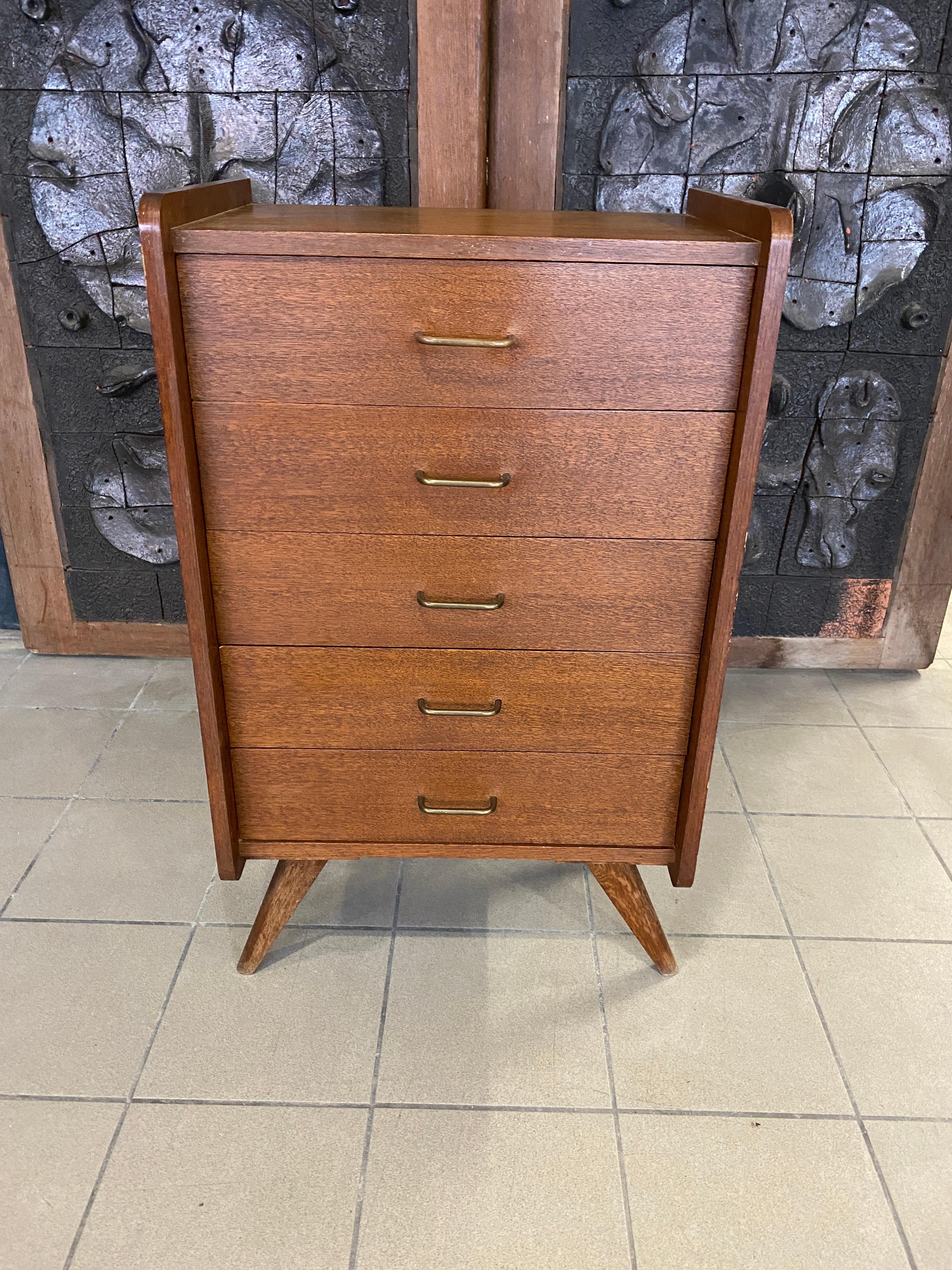 Mid-Century Modern Vintage Chest of Drawers, French Reconstruction Period, circa 1950-1960 For Sale