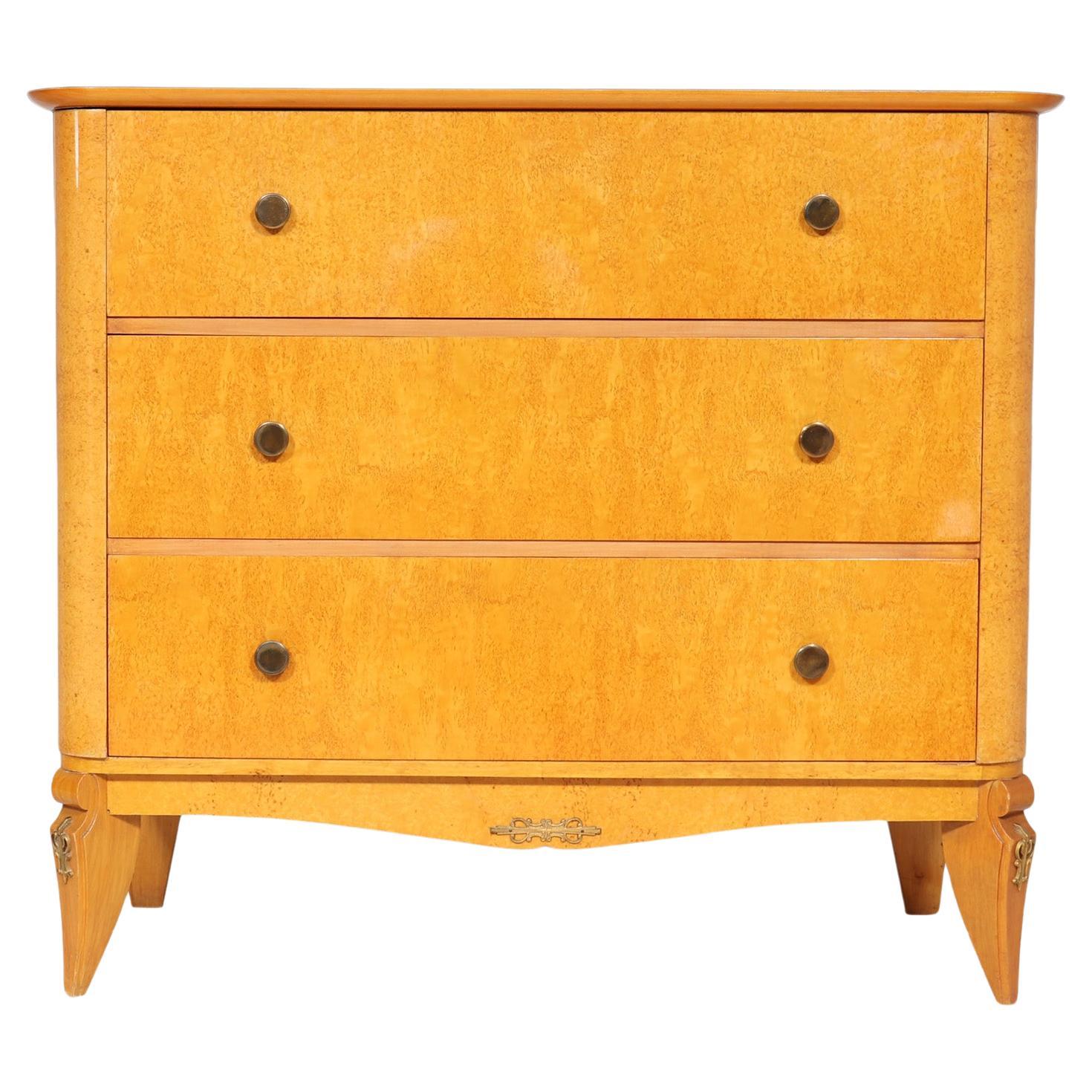 Vintage Chest of Drawers in Karelian Birch For Sale