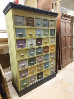 Vintage Chest of Drawers in Painted Wood from Old Shop, 19th Century, Italy