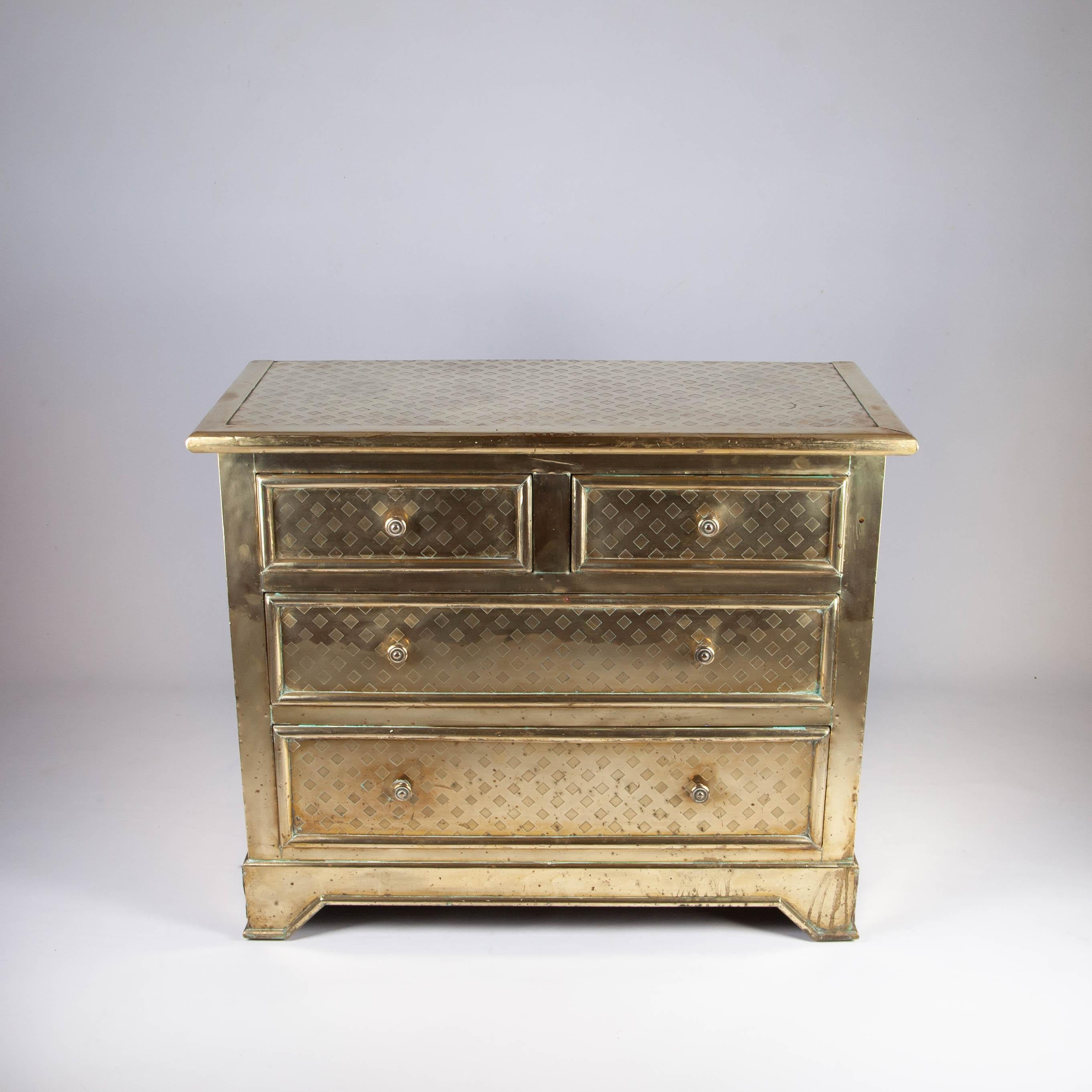 Plated Vintage Chest of Drawers with Brass Plating