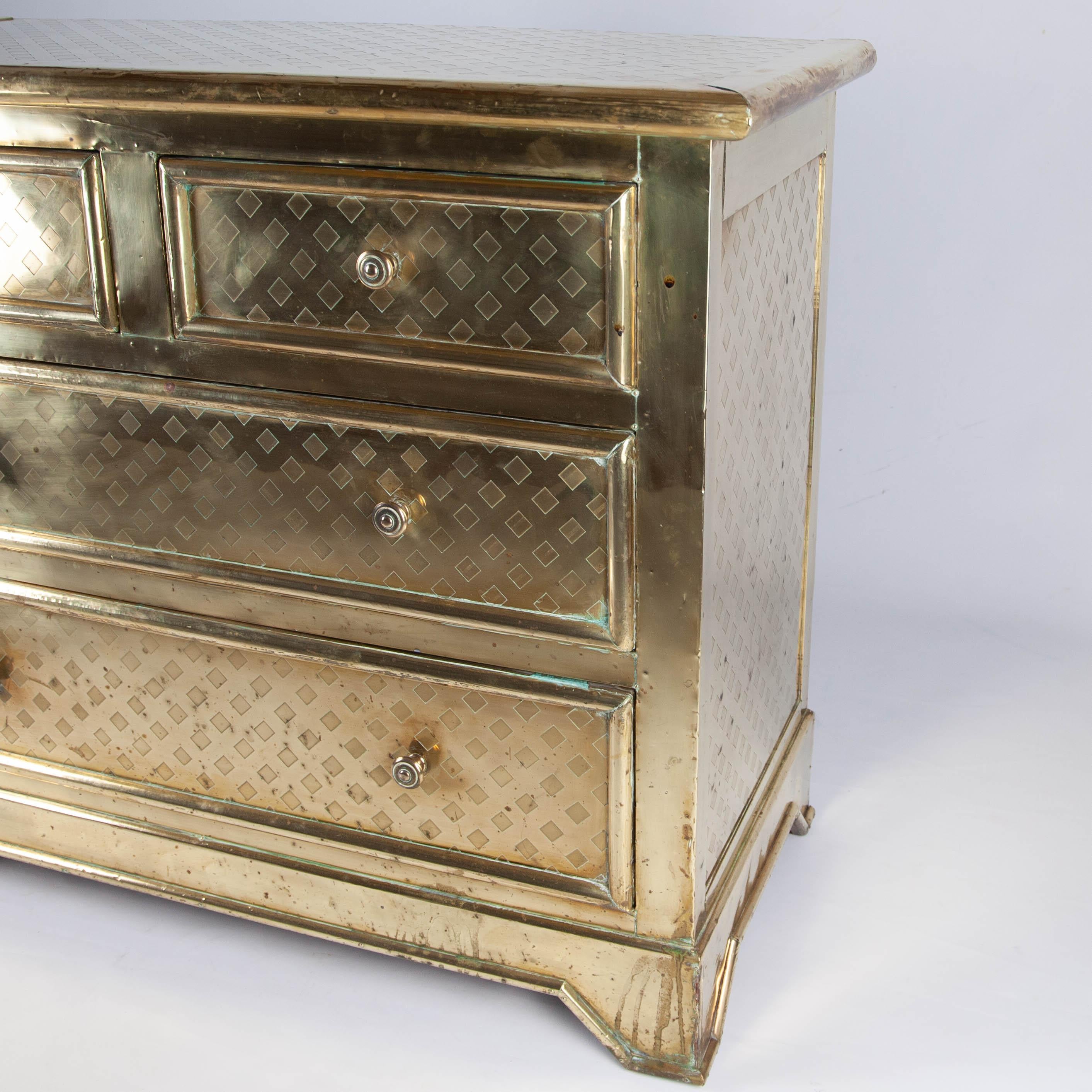 Vintage Chest of Drawers with Brass Plating 1