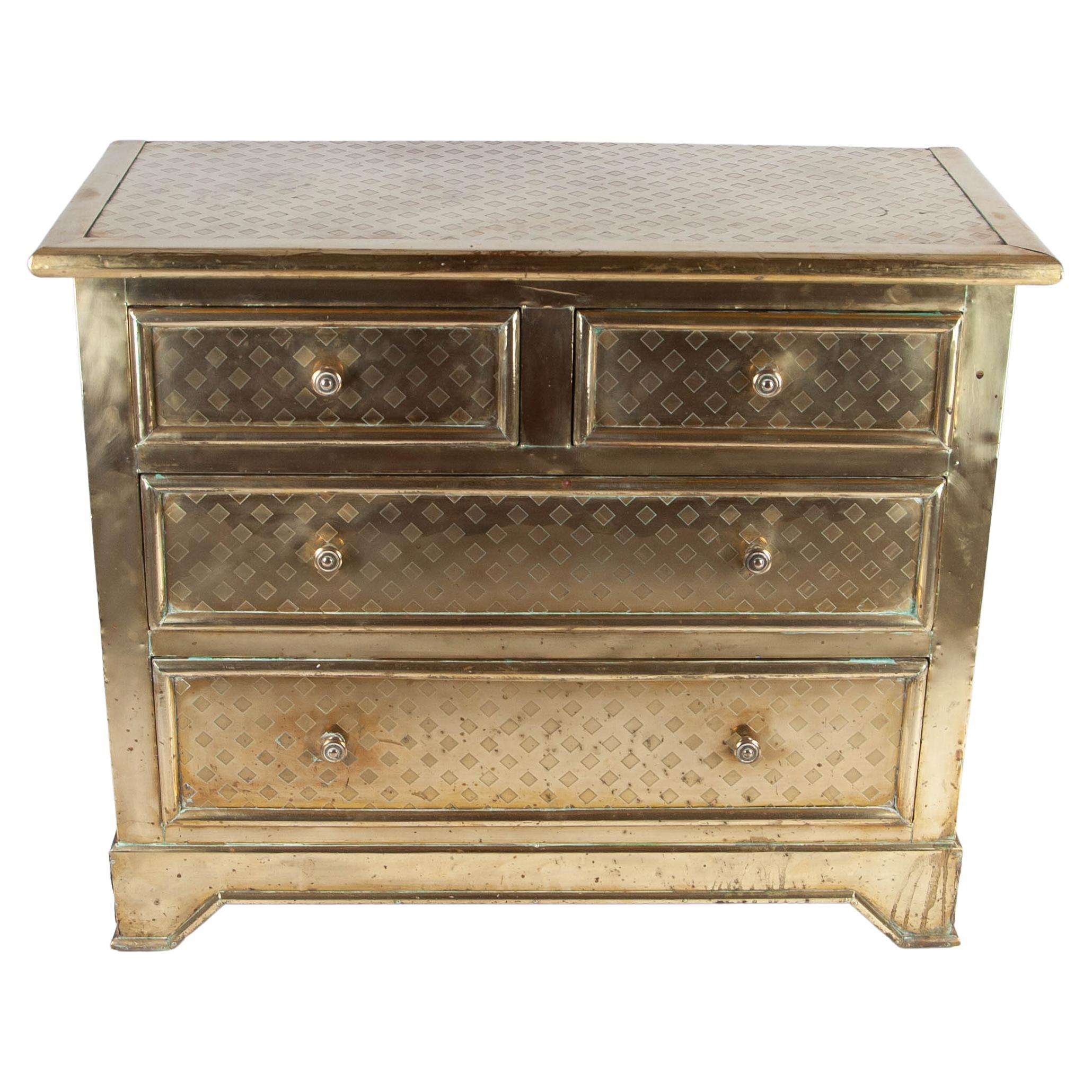 Vintage Chest of Drawers with Brass Plating