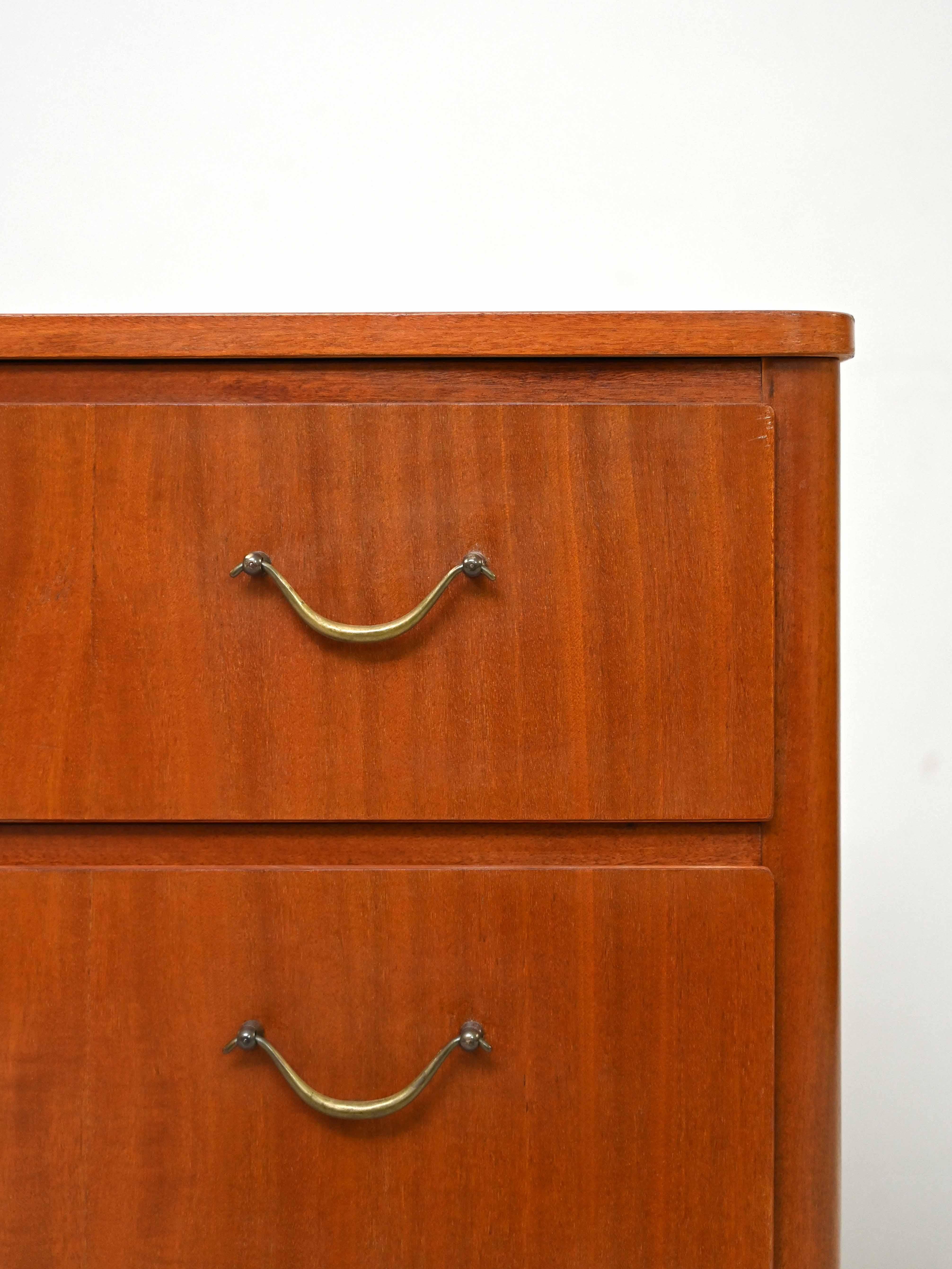 Mid-20th Century Vintage Chest of Drawers with Gold Handles