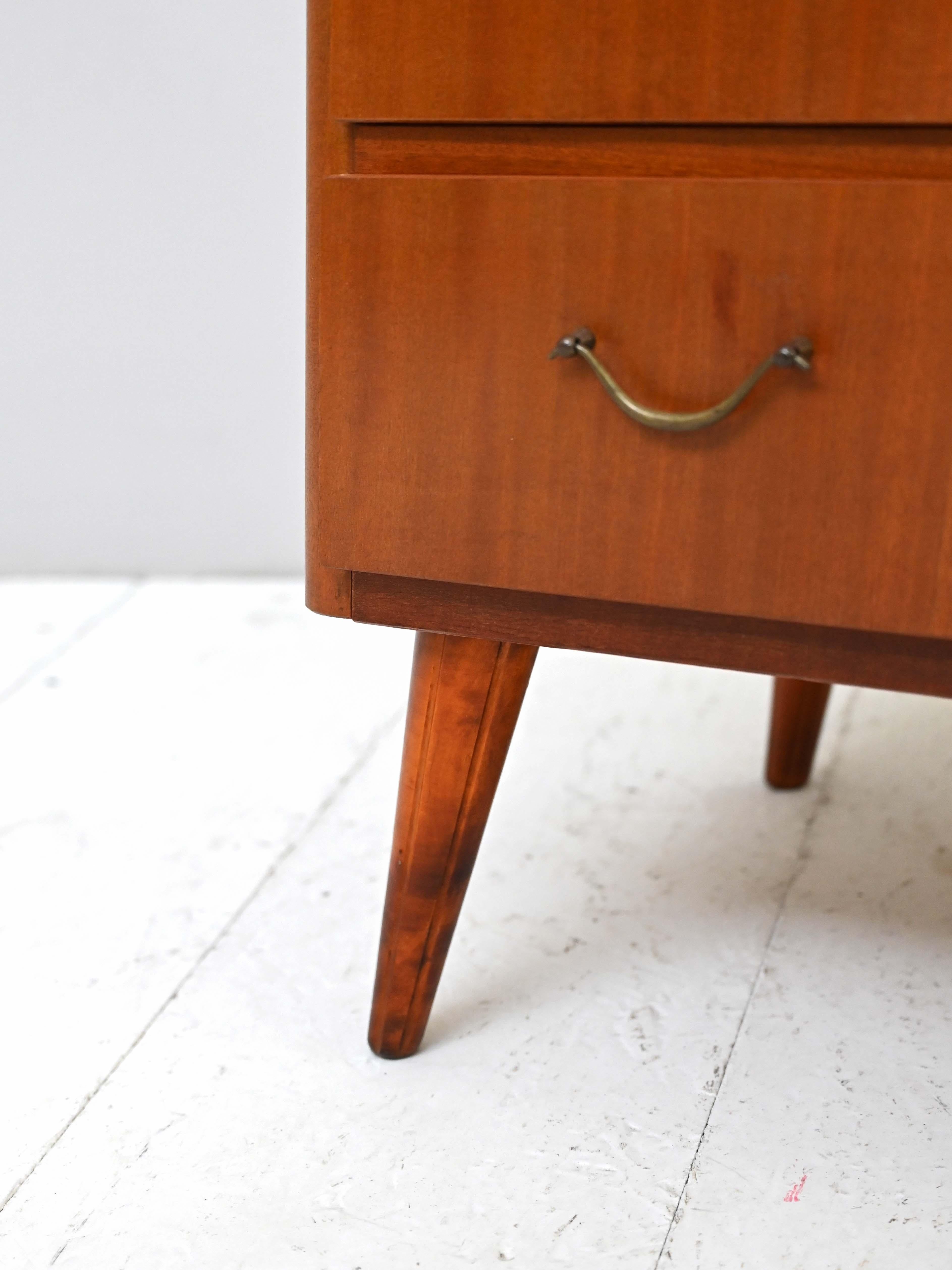 Teak Vintage Chest of Drawers with Gold Handles