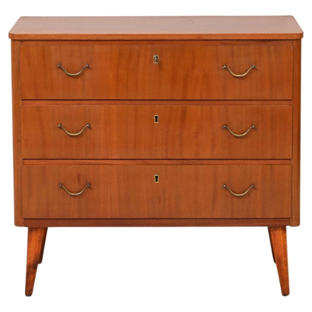 Vintage Chest of Drawers with Gold Handles For Sale