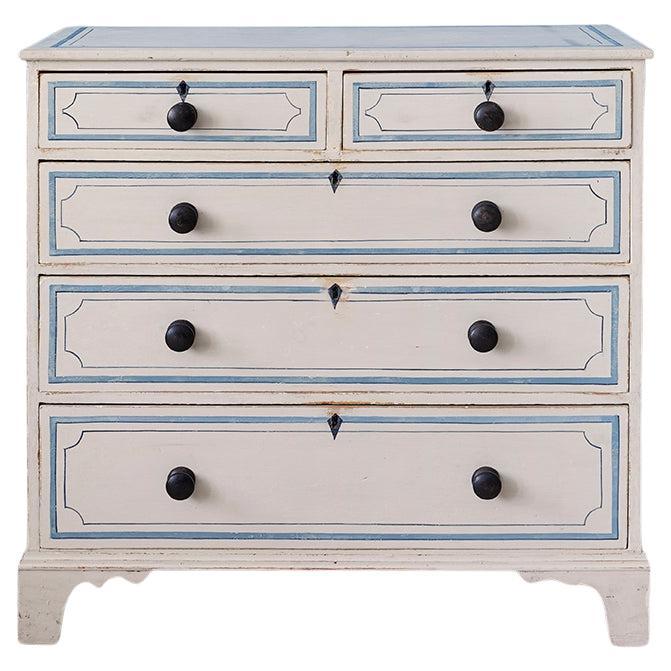 Vintage Chest of Drawers with Later Paint and Decoration, England, 19th Century For Sale
