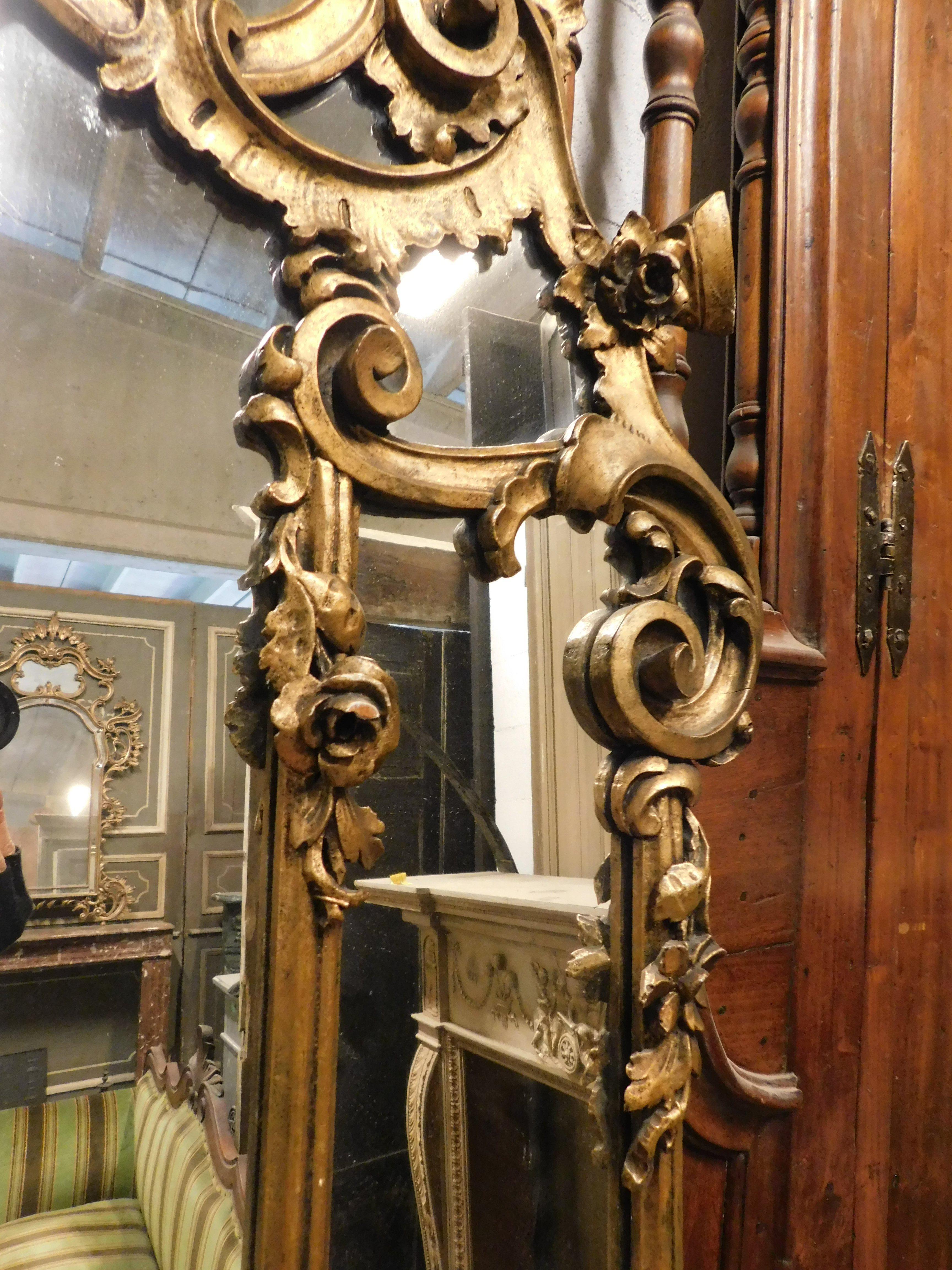 Commode vintage avec miroir, dorée avec chinoiserie peinte, Italie en vente 5